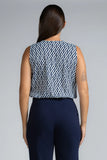 PRINT SLEEVELESS V-NECK BLOUSE - 1657