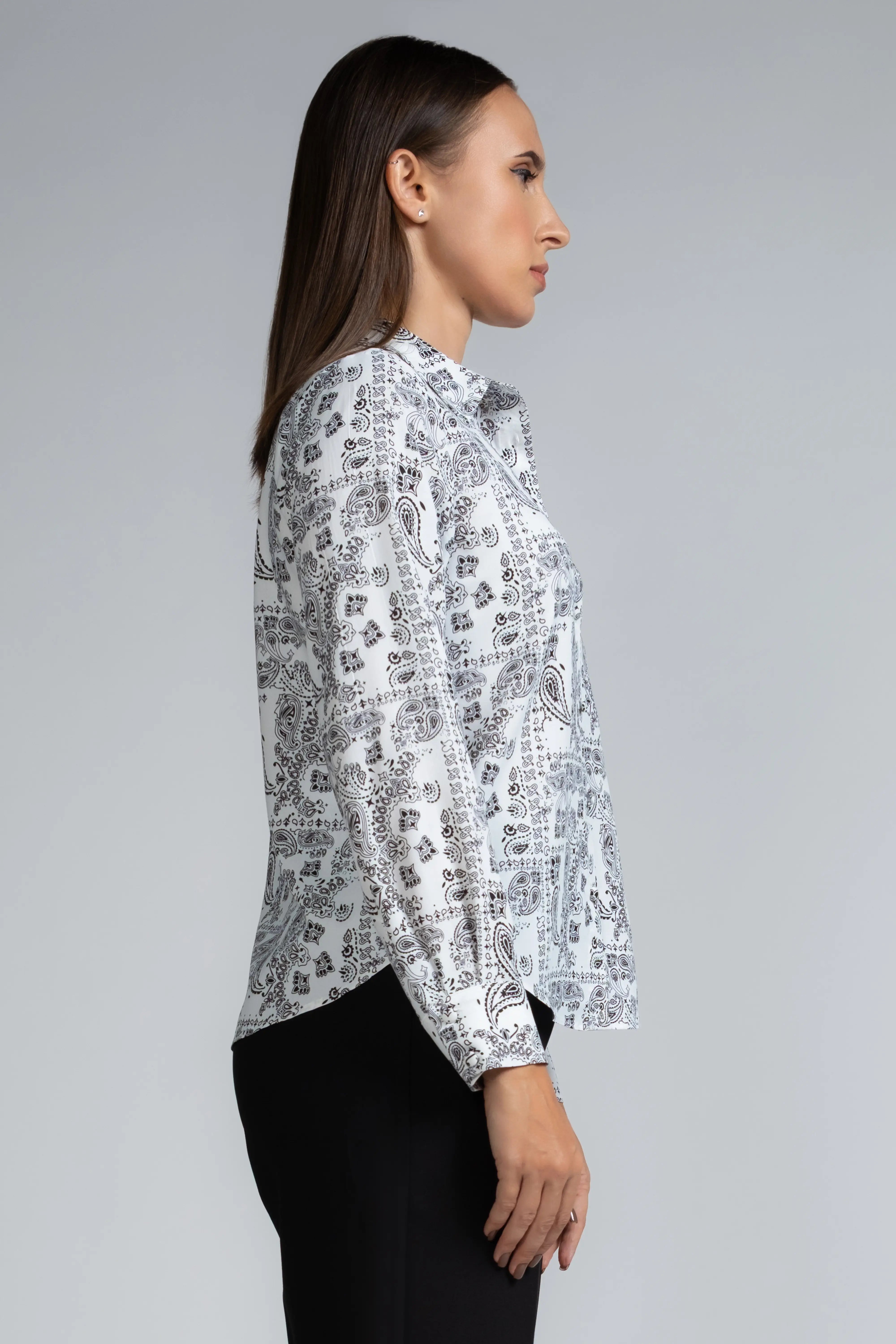 PRINTED LONG SLEEVE COLLAR SHIRT - 1734