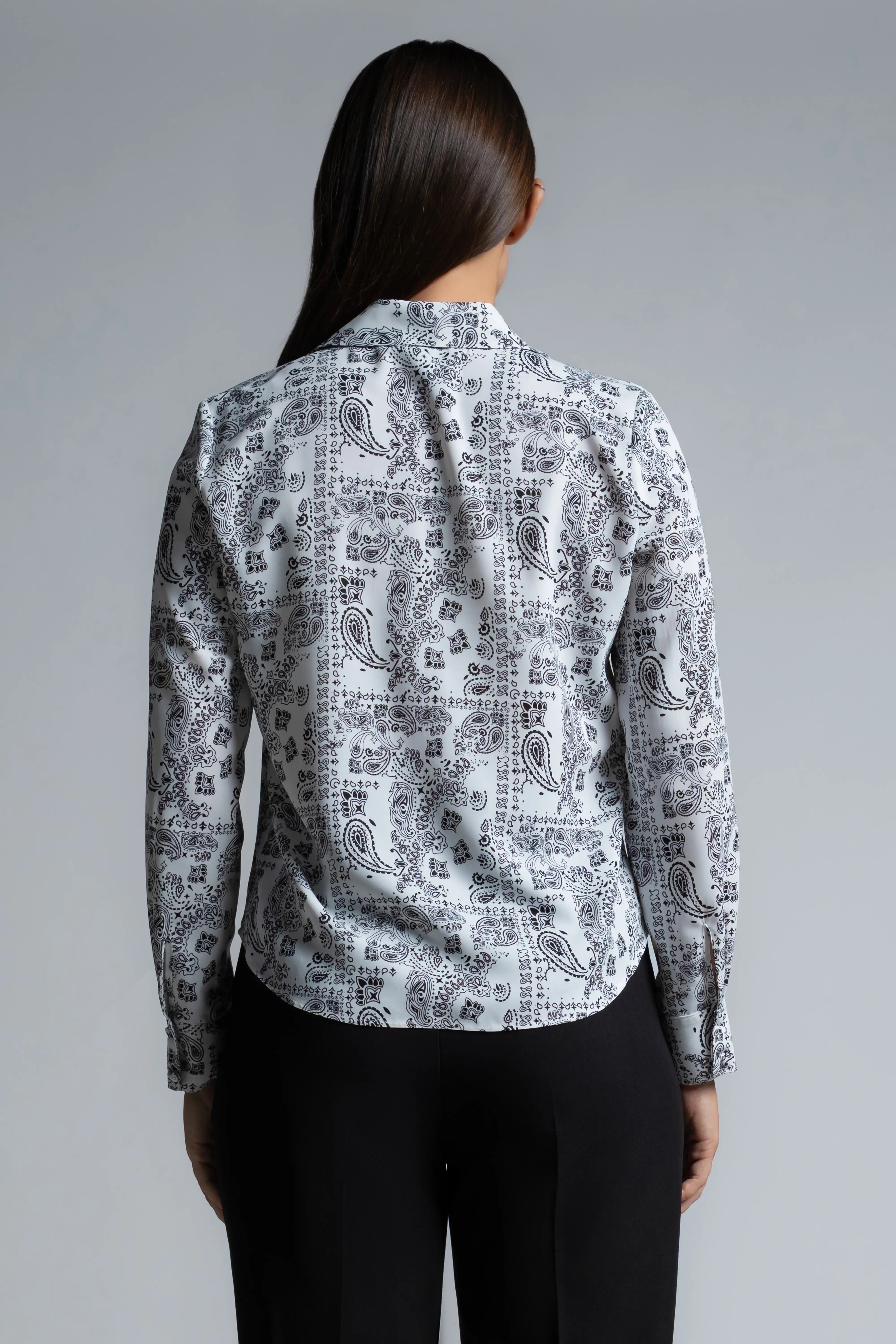 PRINTED LONG SLEEVE COLLAR SHIRT - 1734