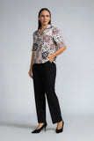 LAPEL COLLAR S/S PRINTED TOP - 1736