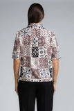 LAPEL COLLAR S/S PRINTED TOP - 1736