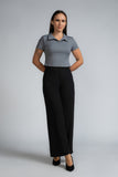 RIBBED COLLARED CROP TOP - 1757