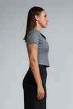 RIBBED COLLARED CROP TOP - 1757