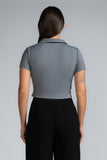 RIBBED COLLARED CROP TOP - 1757
