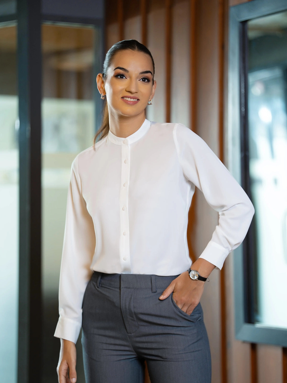 CHINESE COLLAR L/S SHIRT - 1627