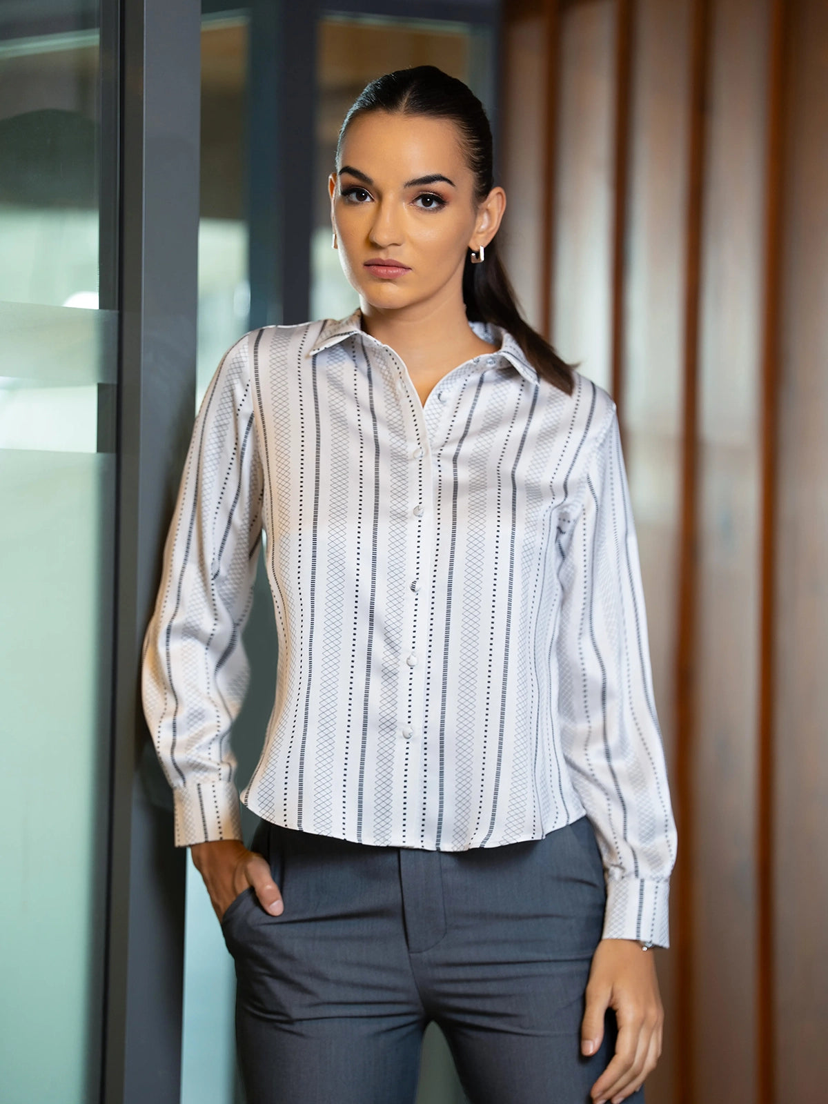 PRINTED SATIN LONG SLEEVE SHIRT - 1646 - 3
