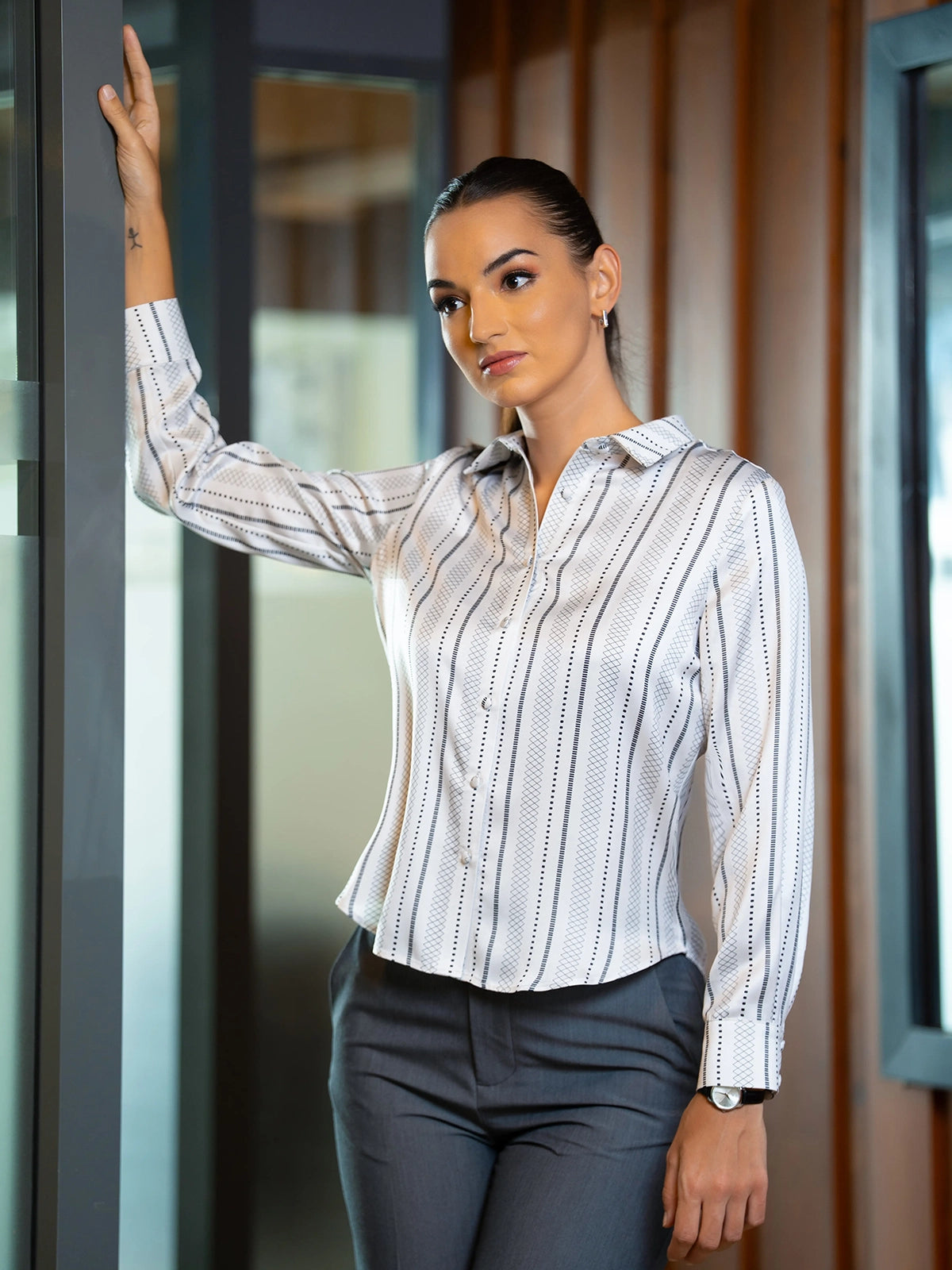 PRINTED SATIN LONG SLEEVE SHIRT - 1646 - 3