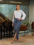HIGH-WAIST SLATE MIDI PENCIL SKIRT - 1672 -