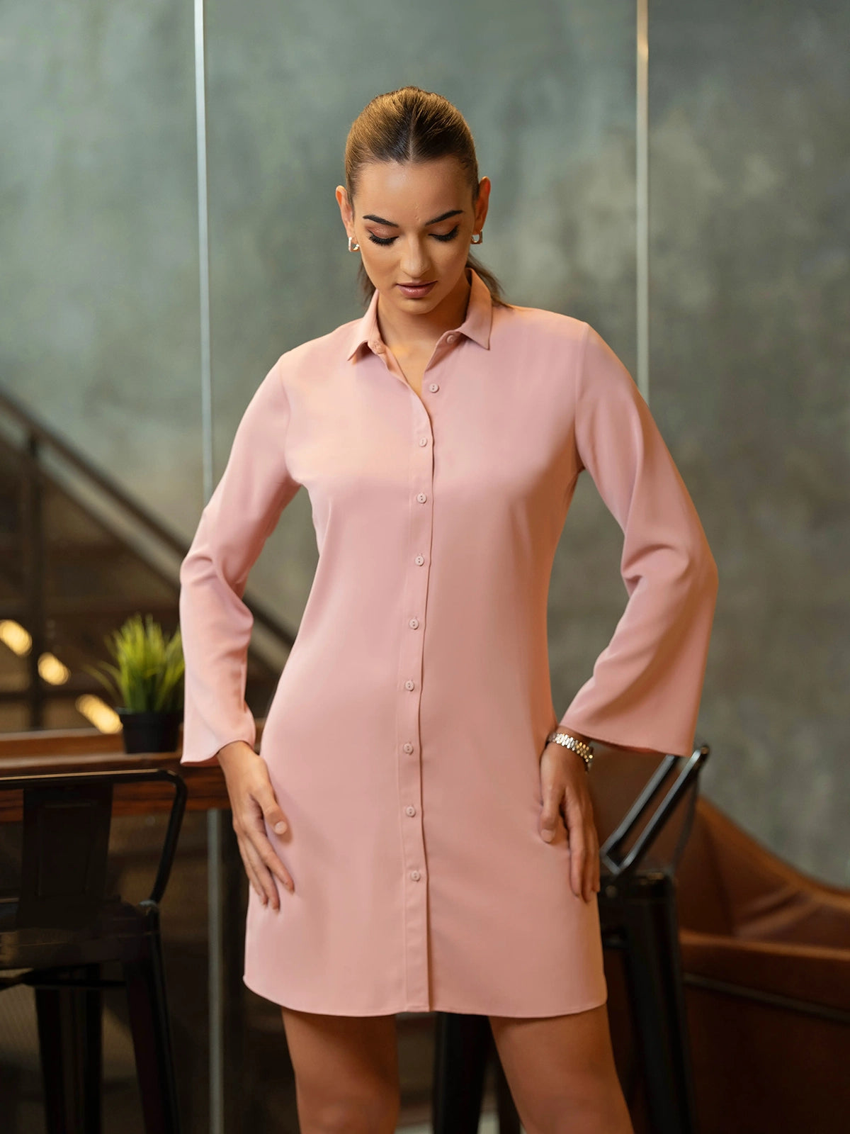 TAILORED BUTTON-FRONT DRESS - 1651