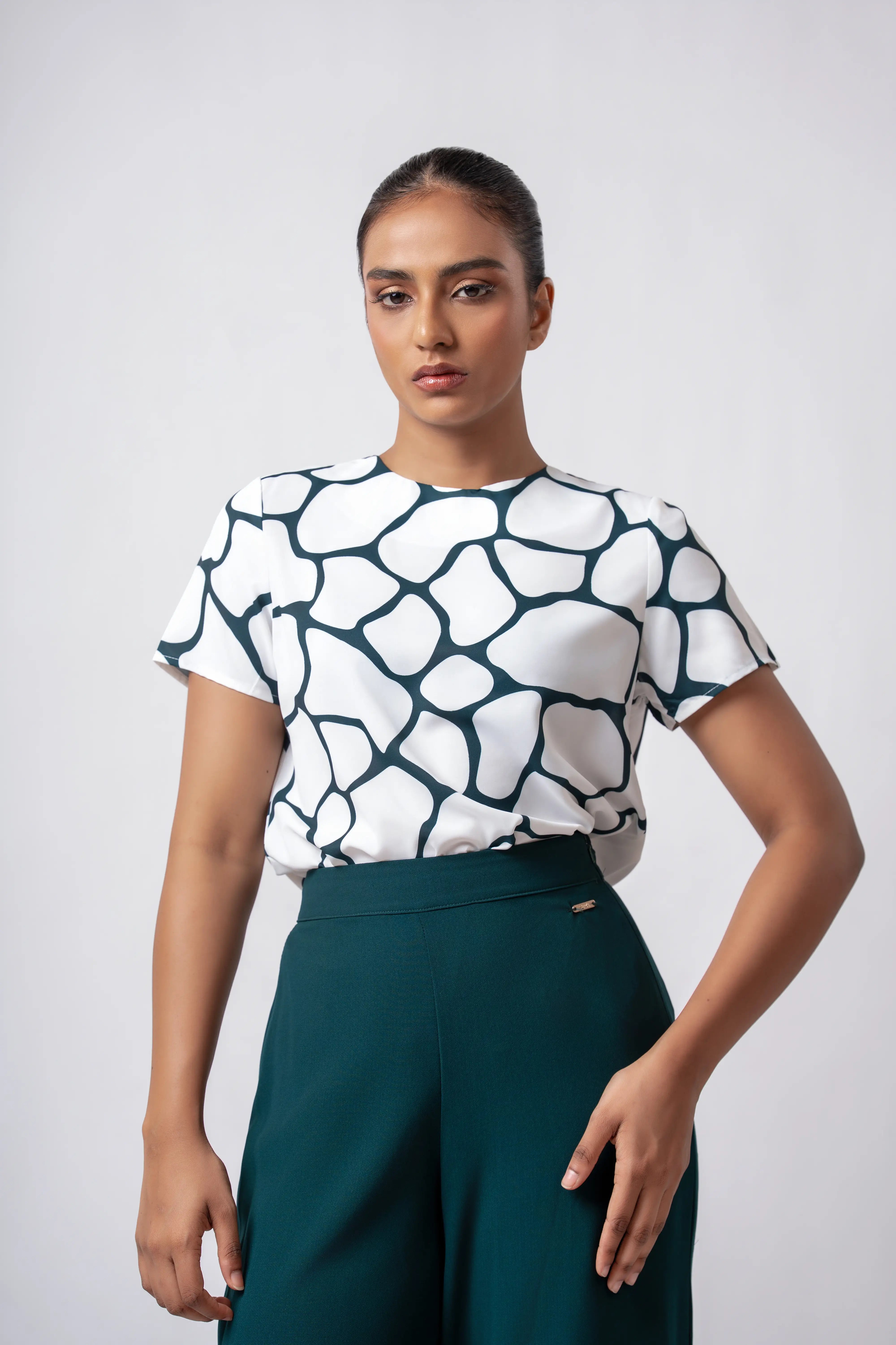SHORT SLEEVE ROUND NECK TOP - 1660