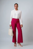 HIDDEN PLACKET COLLARED LONG-SLEEVE TOP - 1702