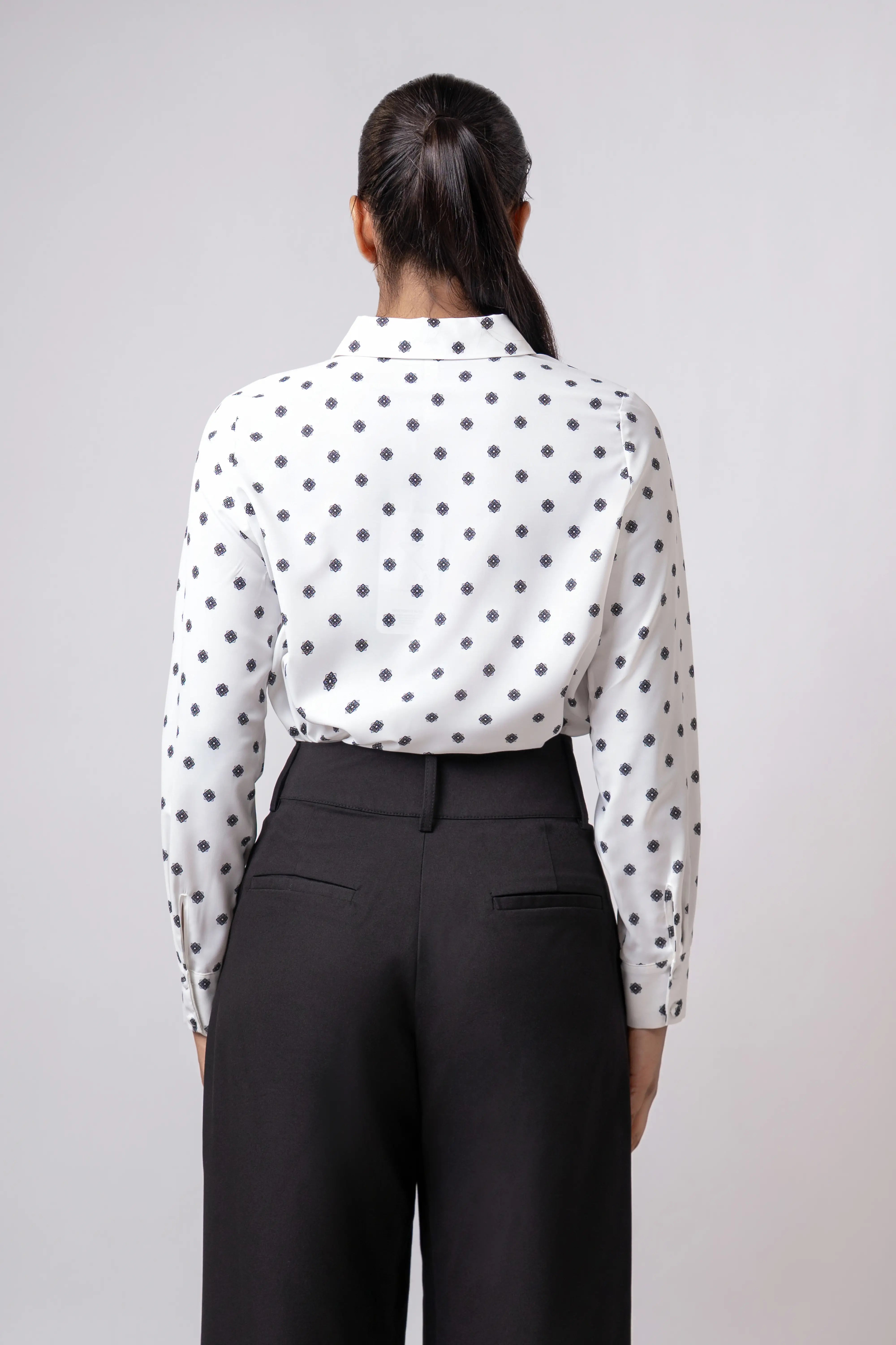 PRINTED LONG SLEEVE COLLAR SHIRT - 1734