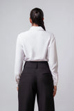 HIDDEN PLACKET COLLARED LONG-SLEEVE TOP - 1702