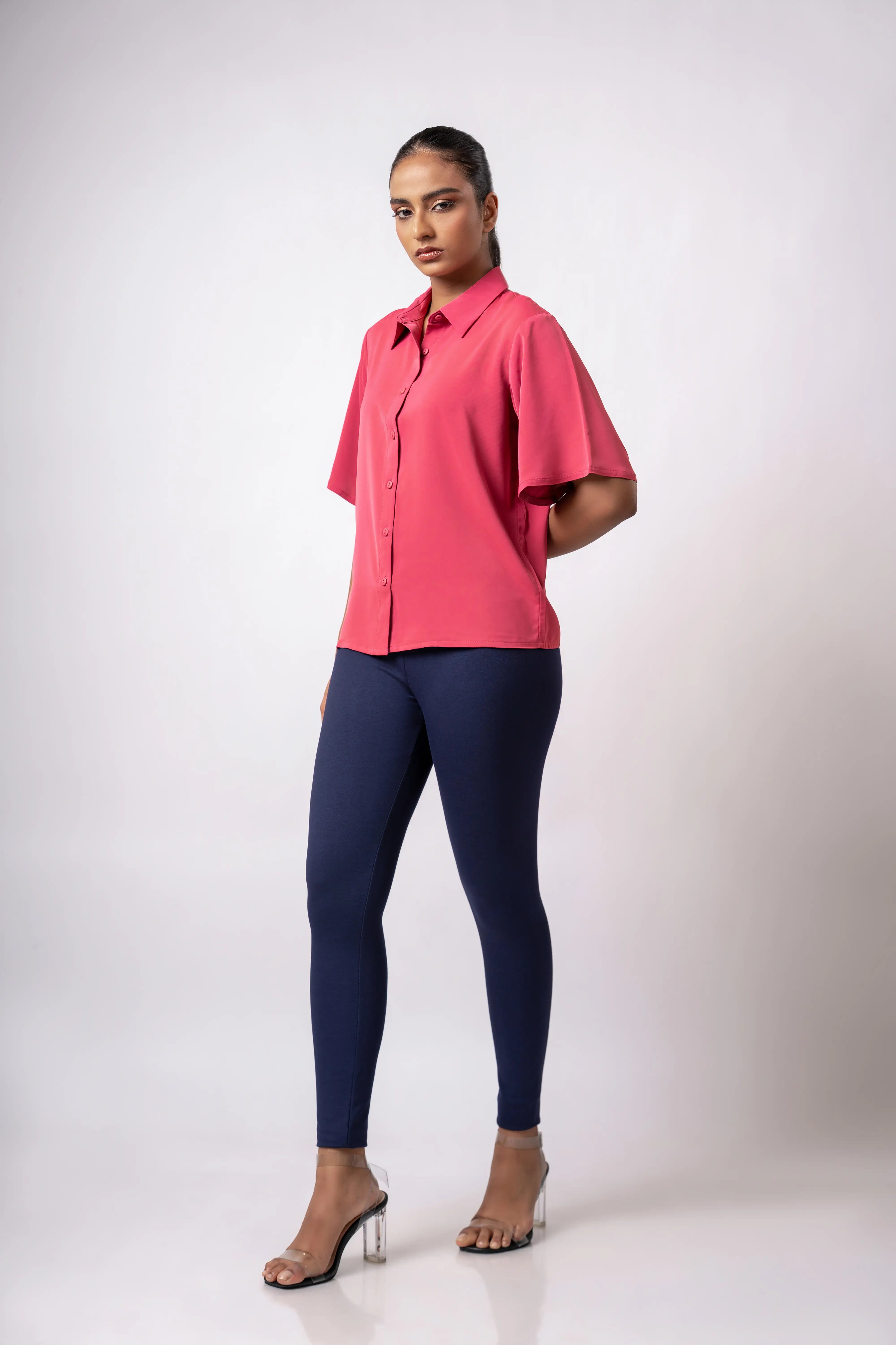 OVERSIZED BUTTON-DOWN SHORT SLEEVE SHIRT - 1639