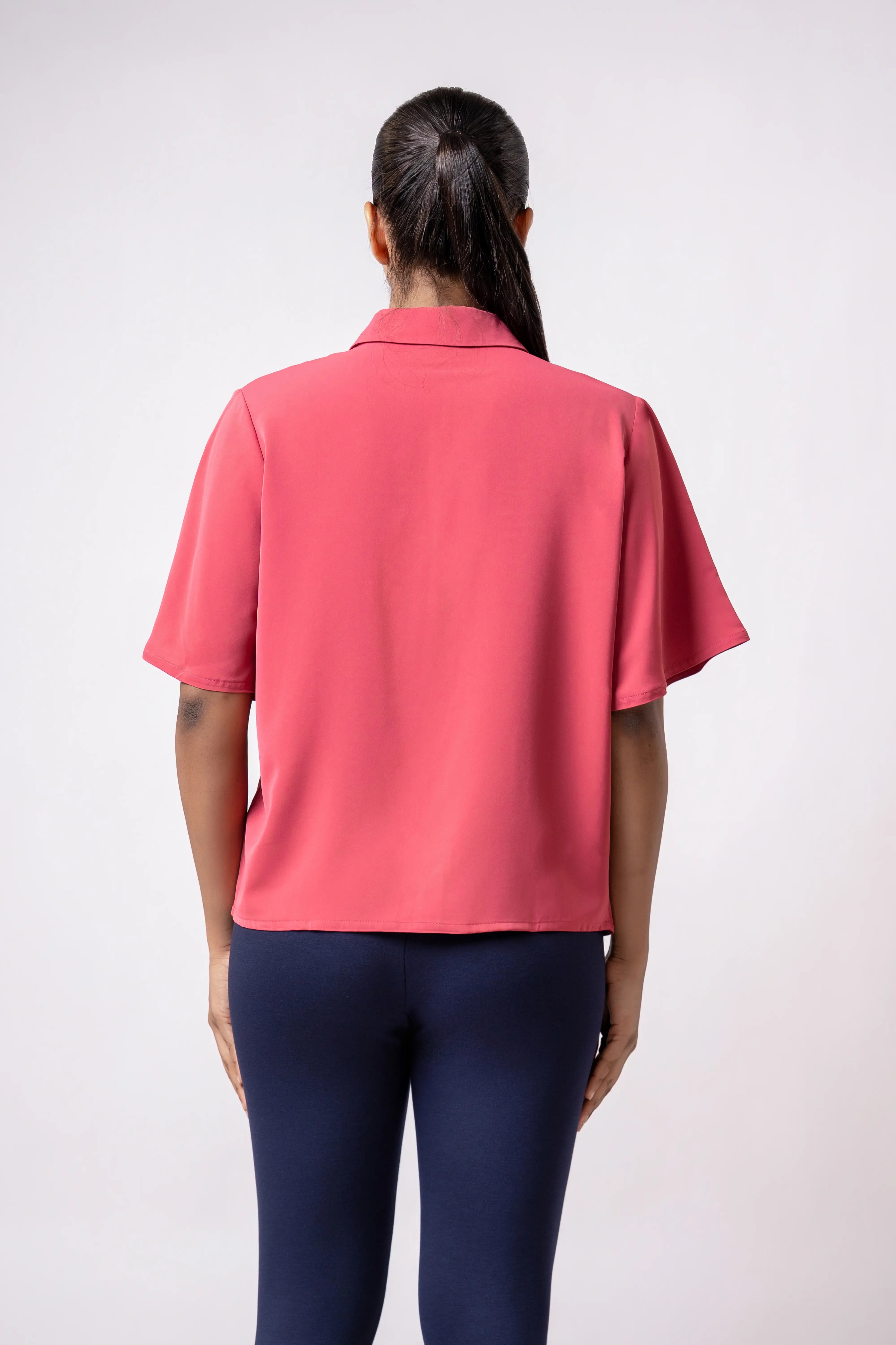 OVERSIZED BUTTON-DOWN SHORT SLEEVE SHIRT - 1639