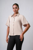 OVERSIZED BUTTON-DOWN SHORT SLEEVE SHIRT - 1639