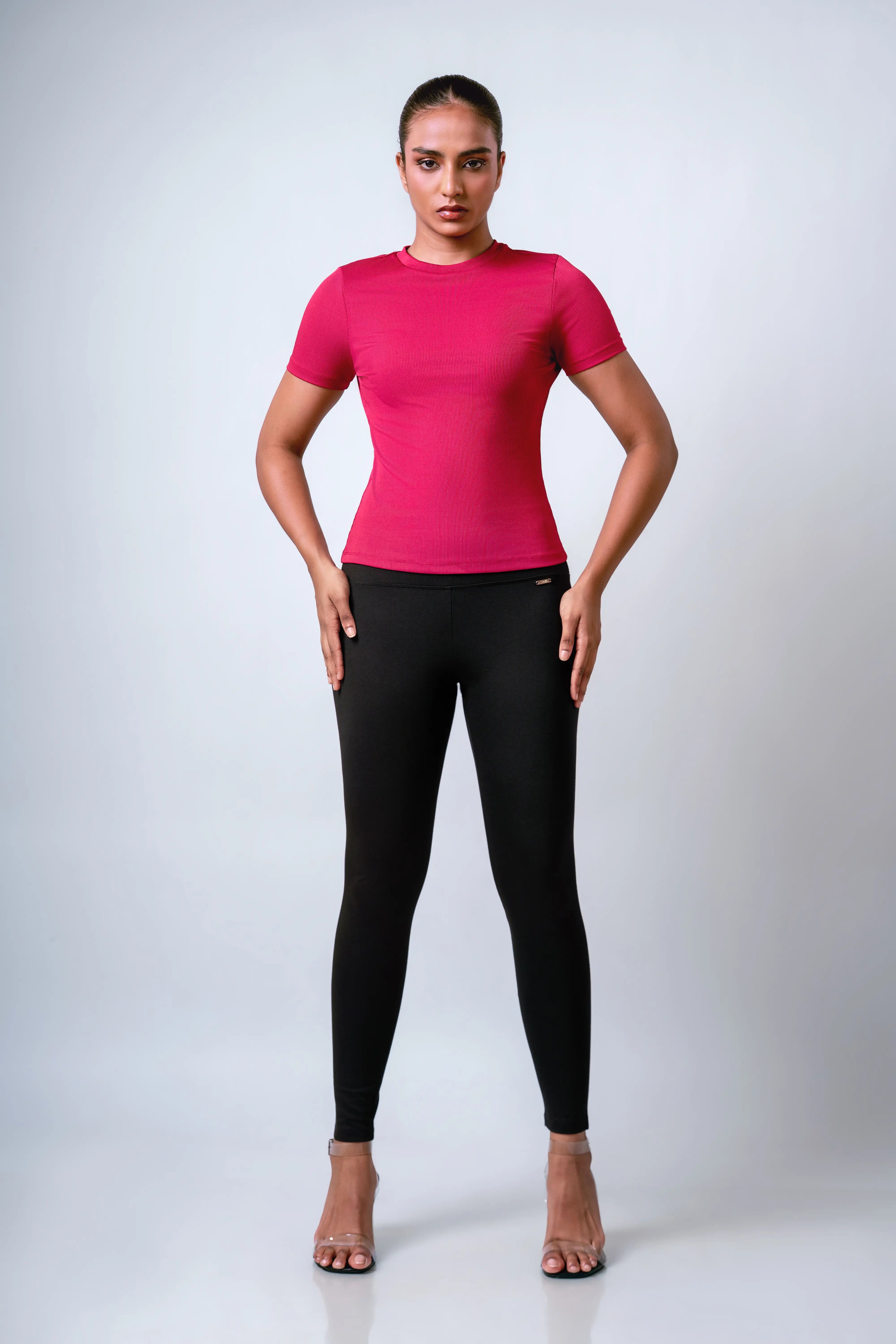 RIBBED FITTED TEE - 1741