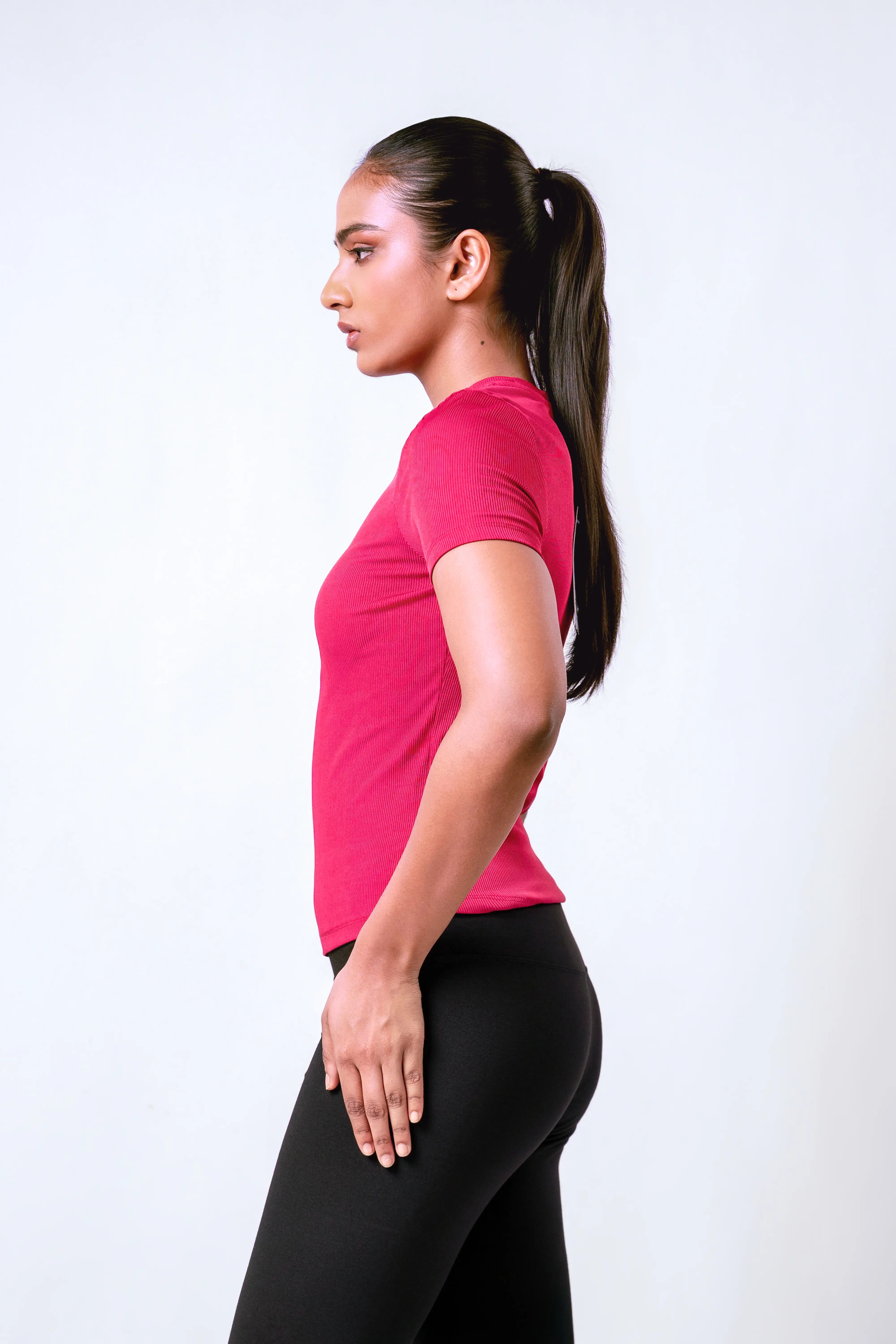 RIBBED FITTED TEE - 1741