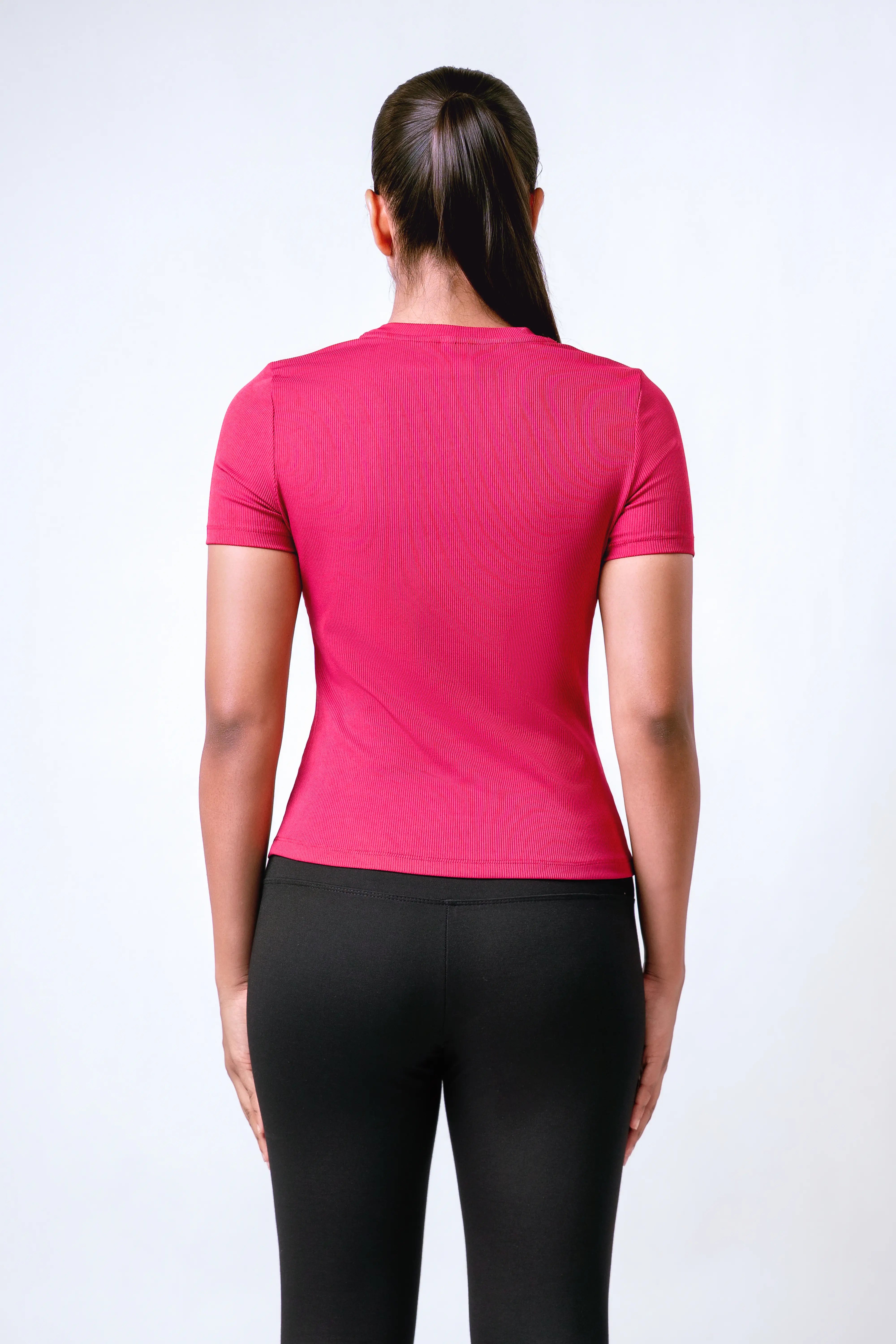RIBBED FITTED TEE - 1741