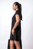 HIGH NECK SHORT SLEEVE SHIFT DRESS - 1664