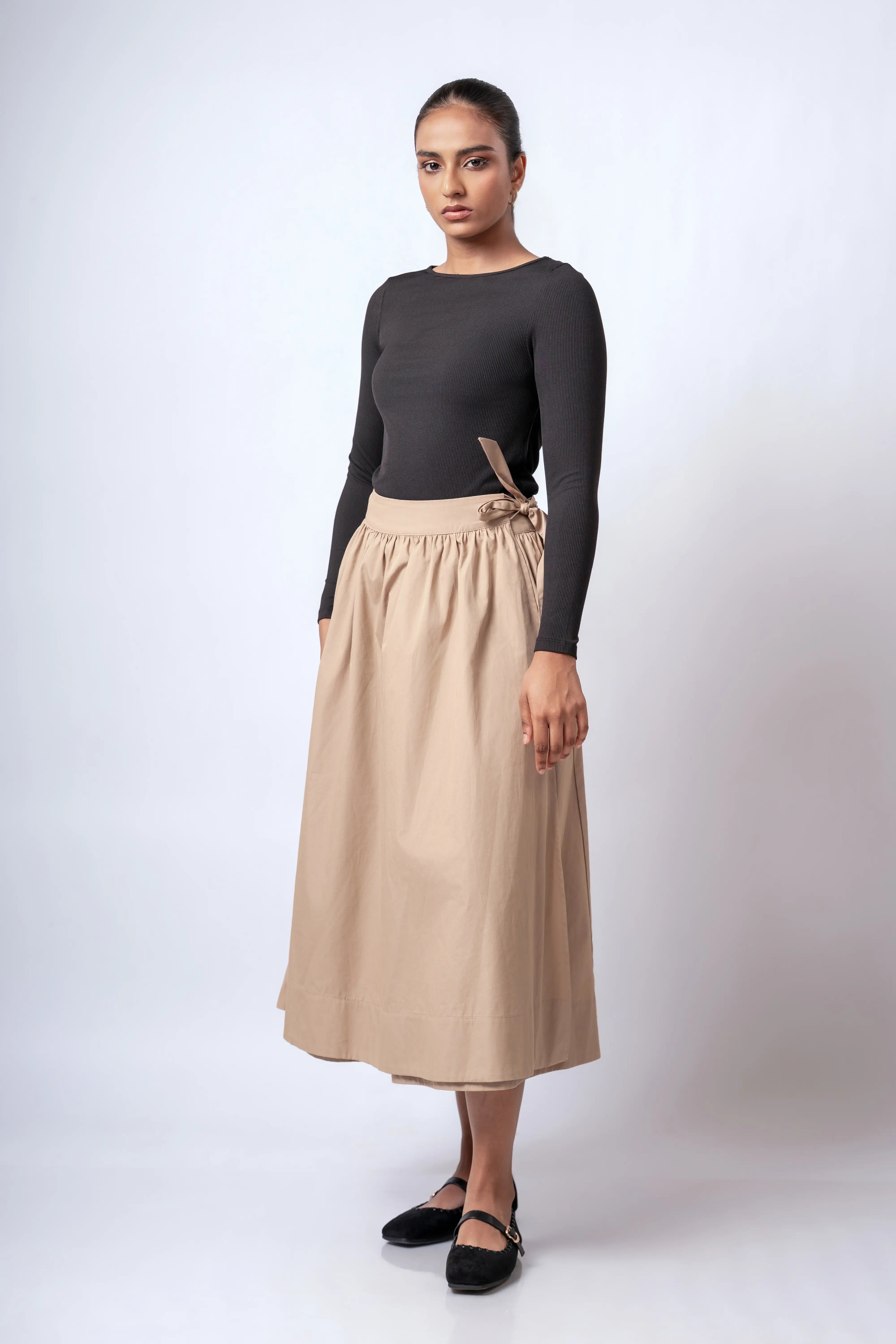 CLASSIC COTTON MIDI WRAP SKIRT - 1764