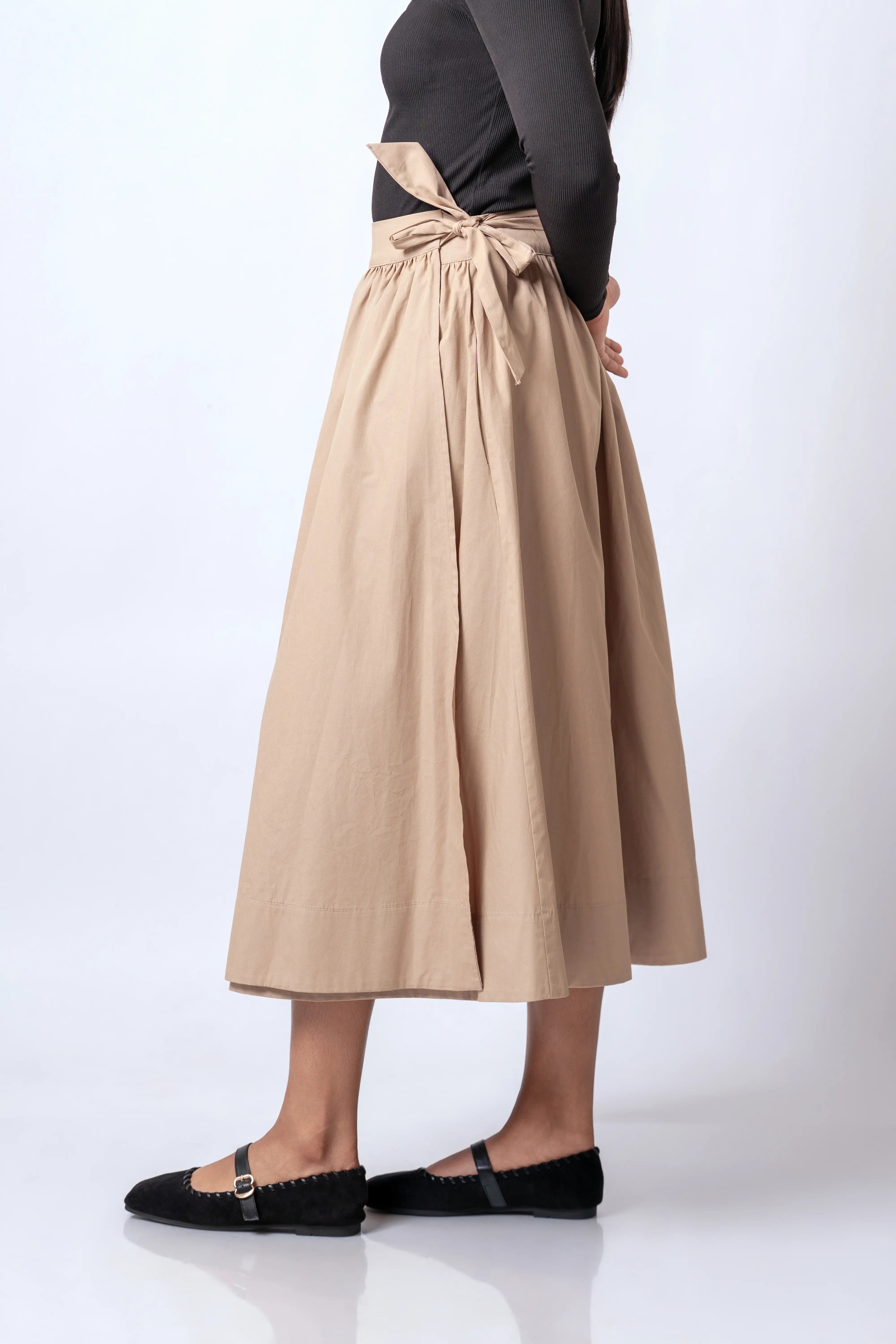 CLASSIC COTTON MIDI WRAP SKIRT - 1764