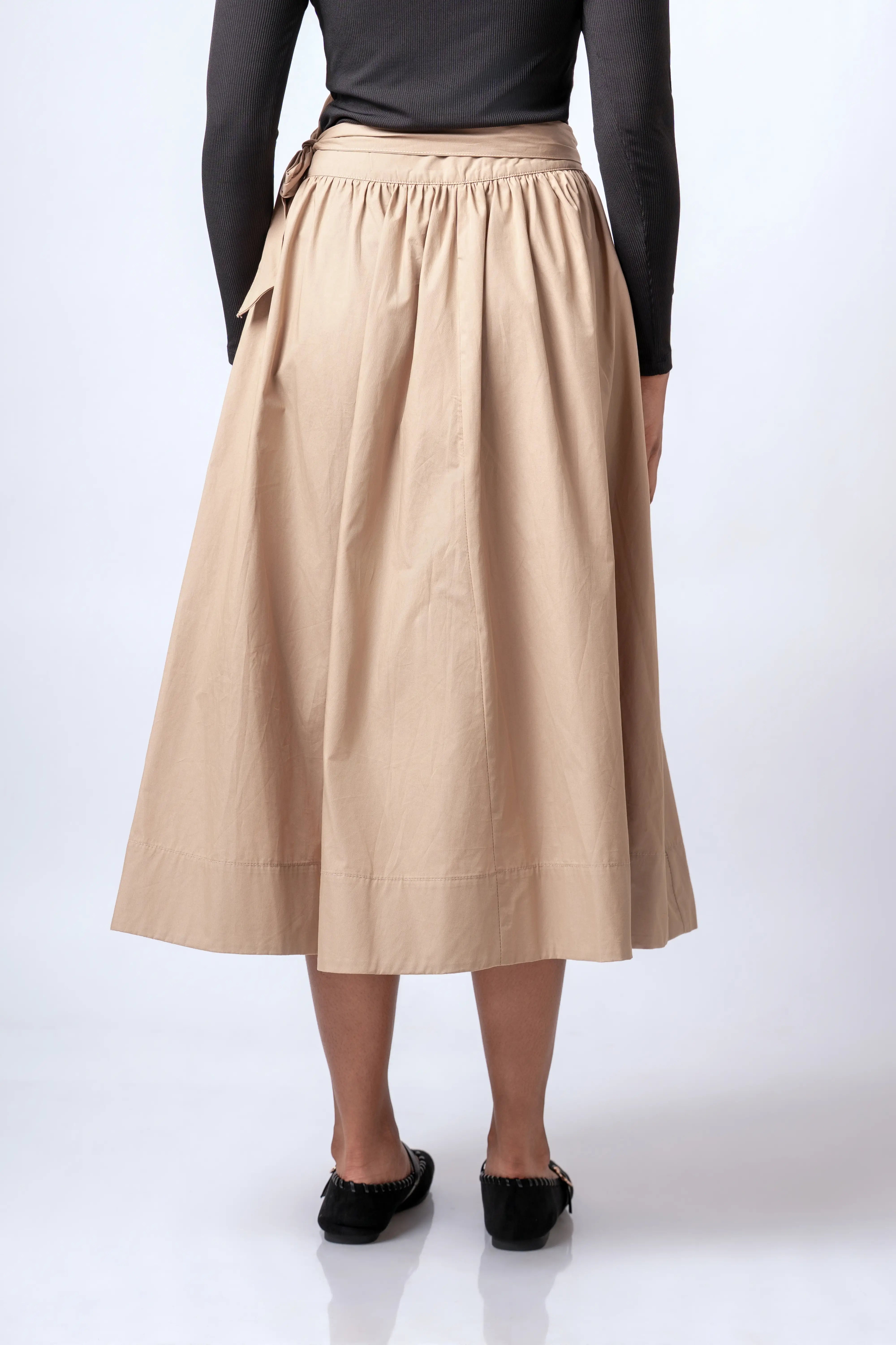 CLASSIC COTTON MIDI WRAP SKIRT - 1764