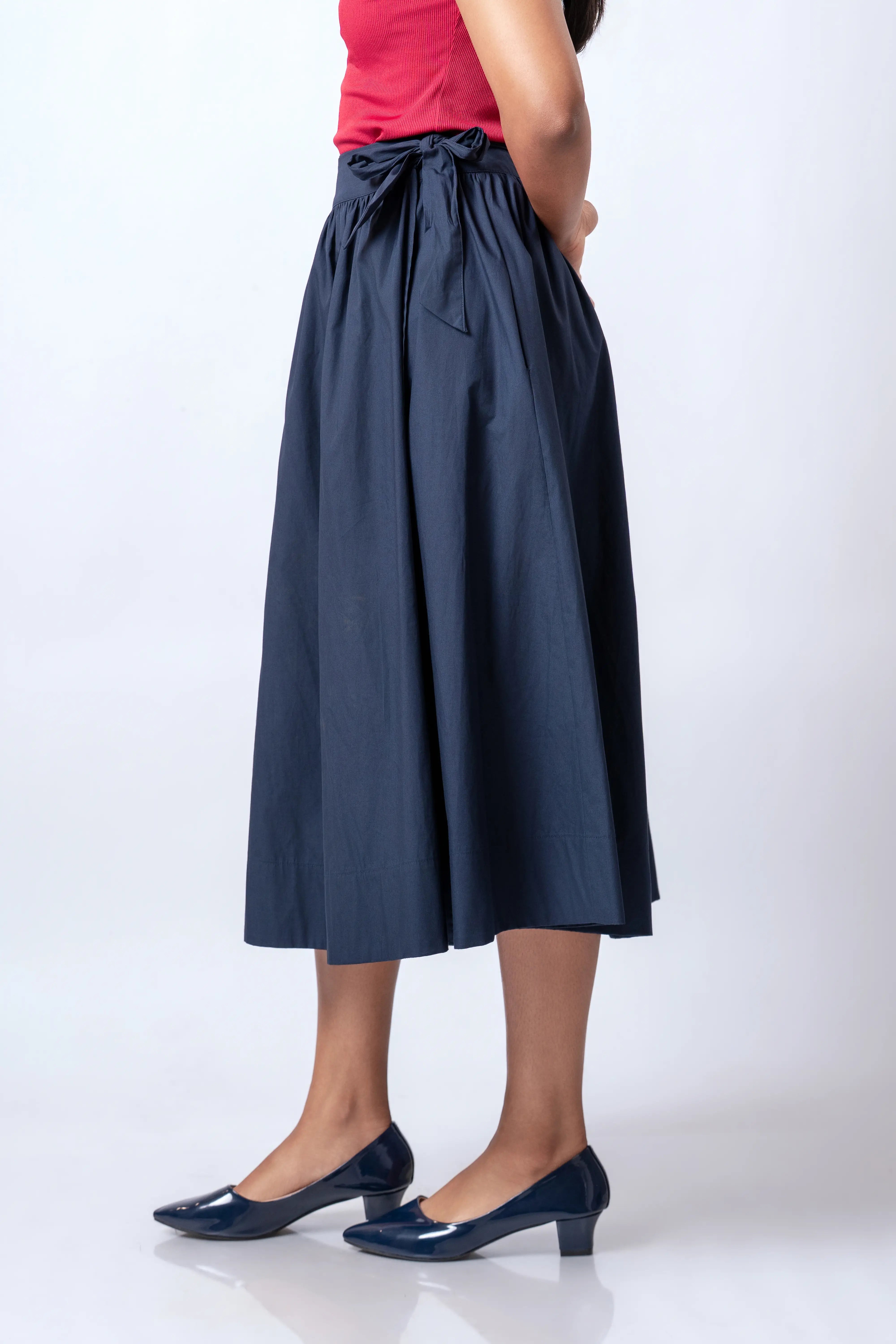 CLASSIC COTTON MIDI WRAP SKIRT - 1764