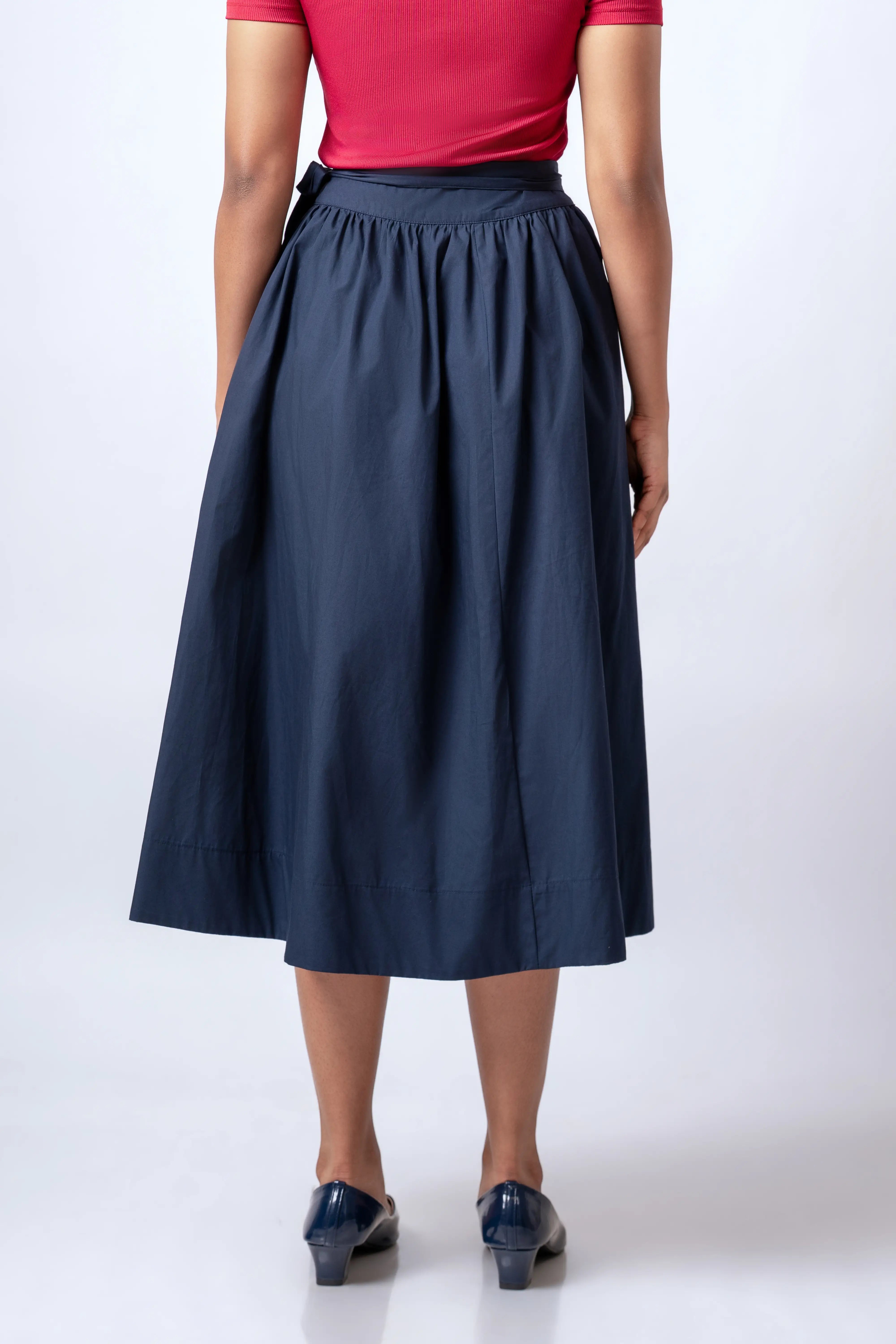 CLASSIC COTTON MIDI WRAP SKIRT - 1764