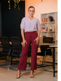 V NECK SMOCKED SLEEVE TOP- 1732
