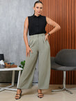 TAILORED WIDE-LEG WORK PANTS - 1643 GRAY