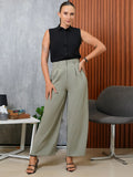 TAILORED WIDE-LEG WORK PANTS - 1643 GRAY