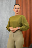 BOAT NECK LONG-SLEEVE BLOUSE - 1633