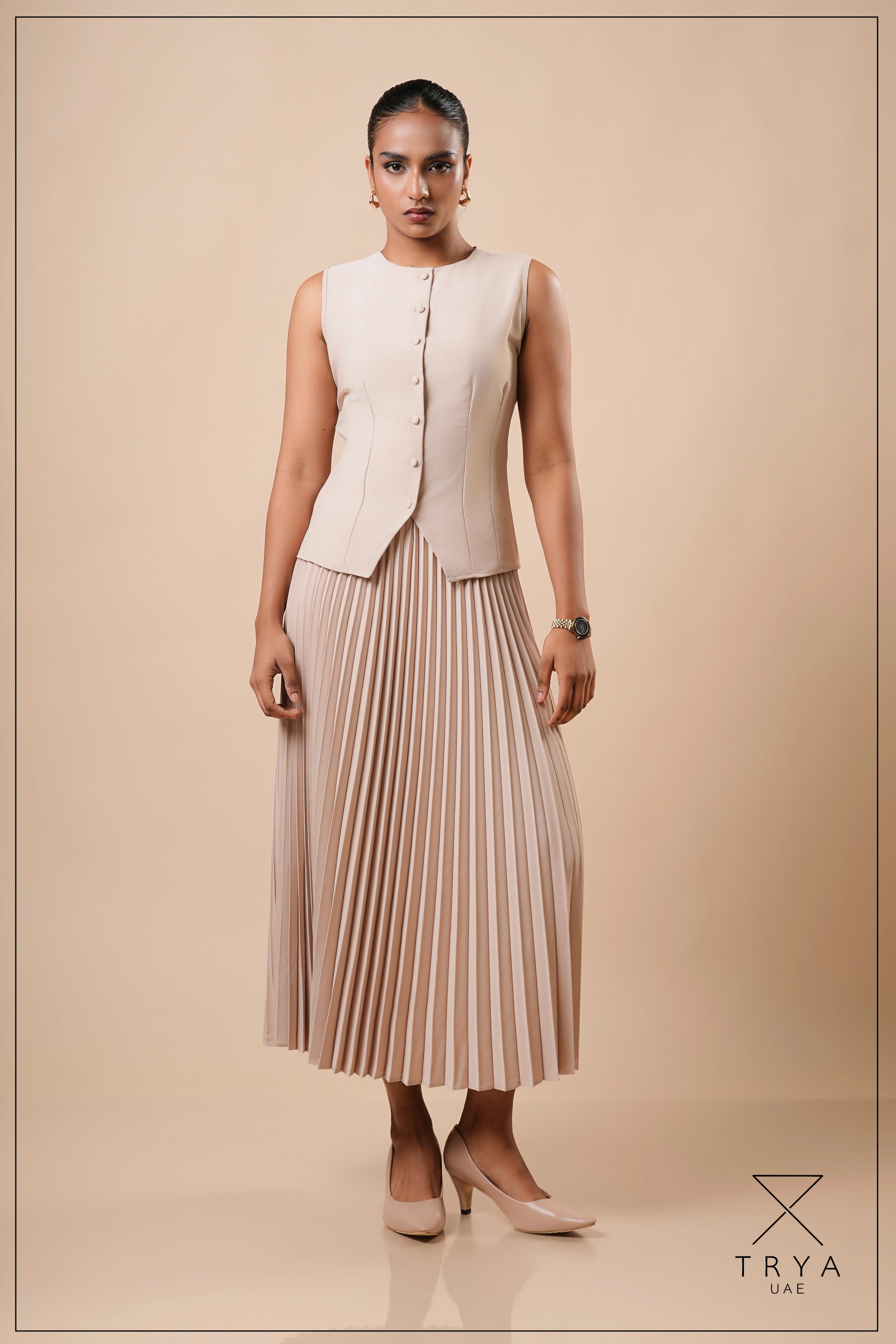 SUNRAY PLEATED MIDI SKIRT - 1774