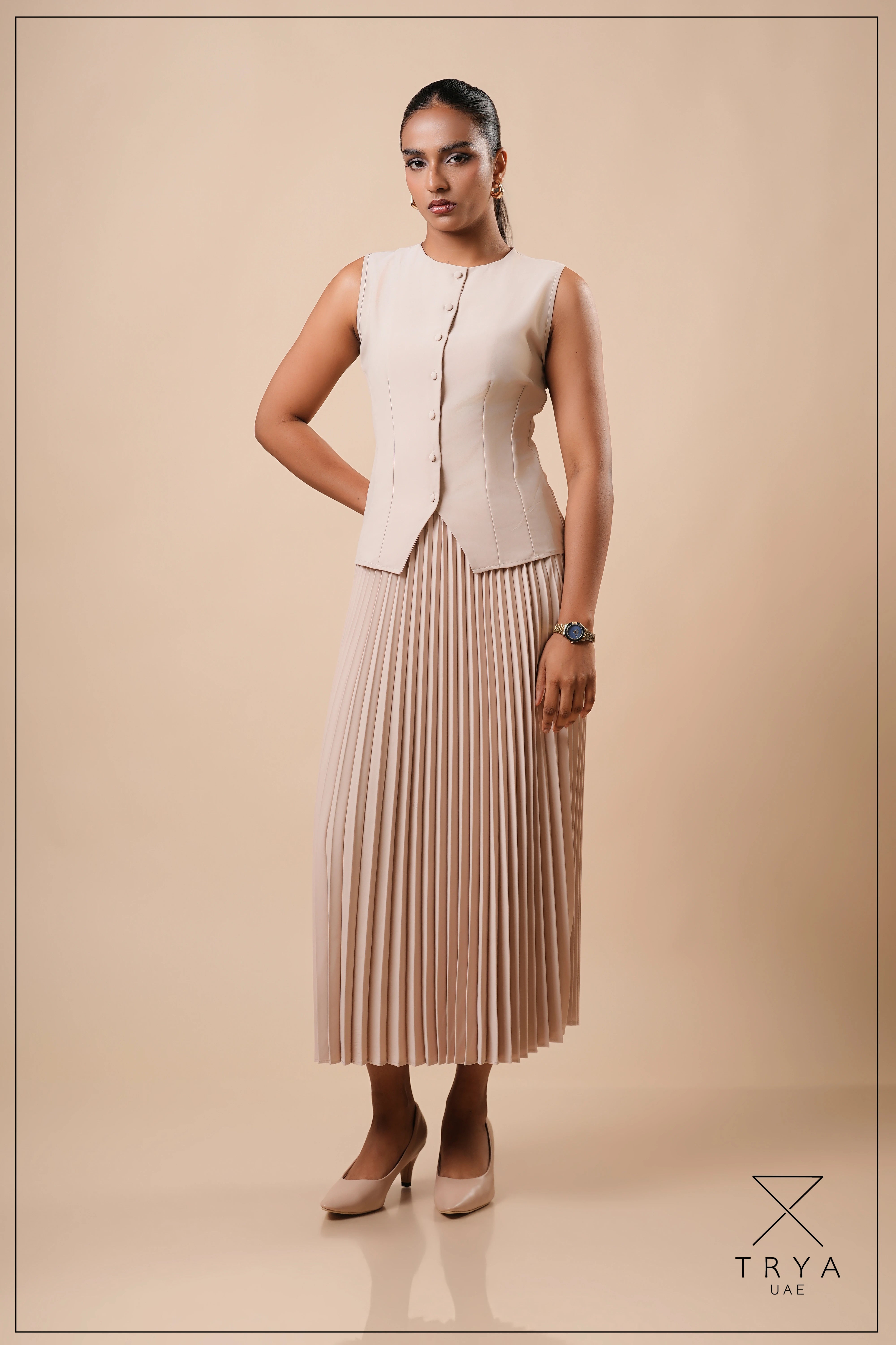 SUNRAY PLEATED MIDI SKIRT - 1774