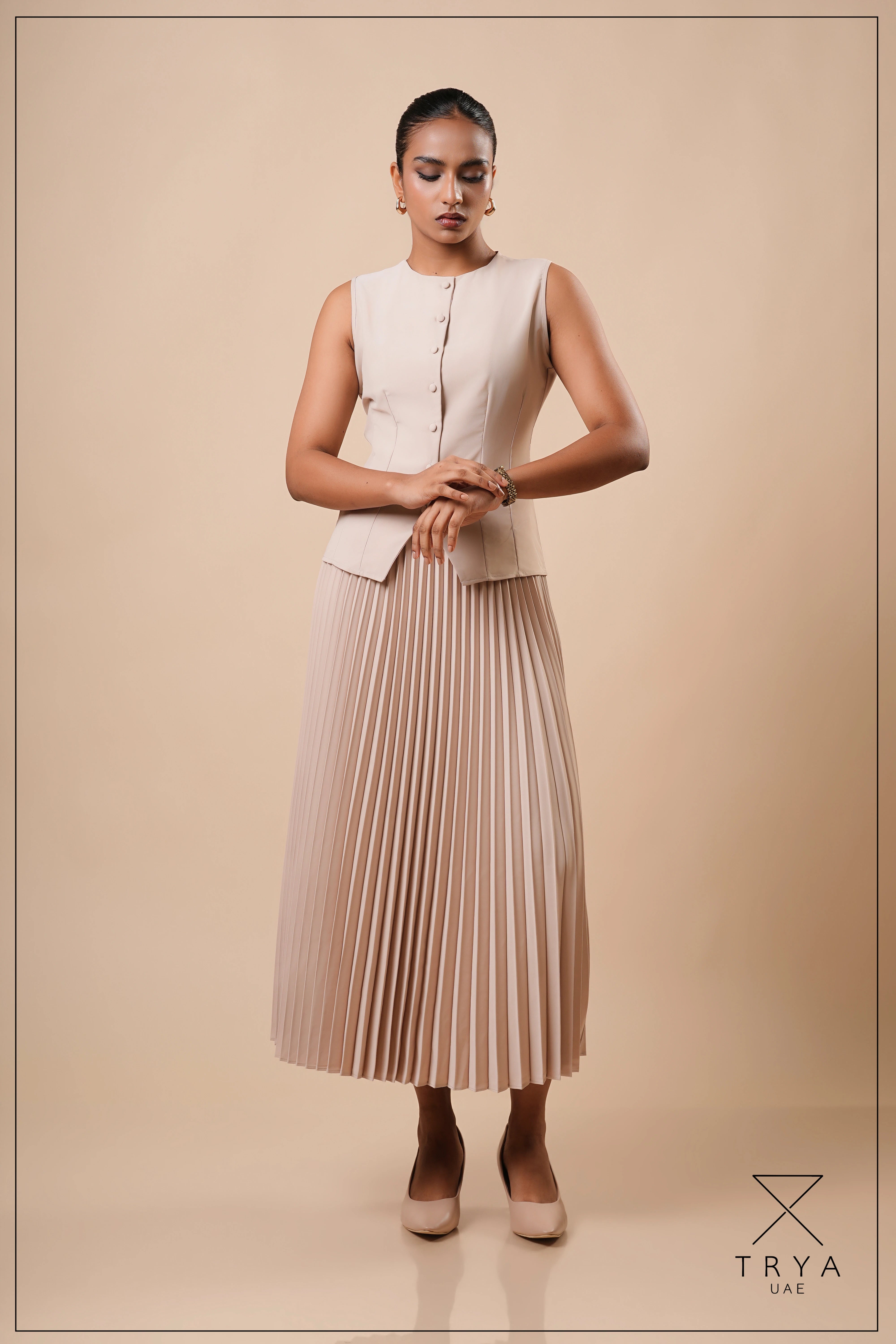 SUNRAY PLEATED MIDI SKIRT - 1774
