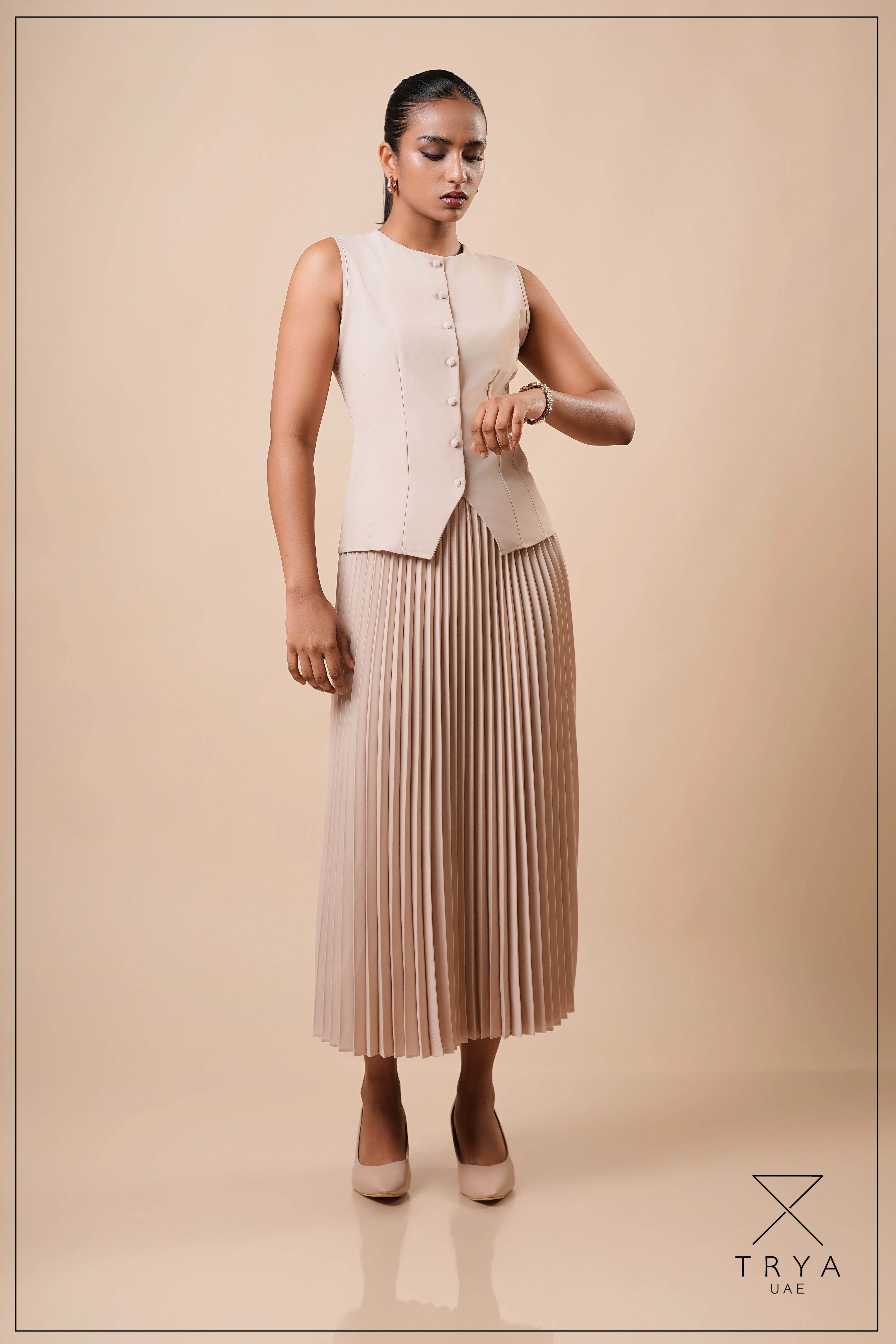 SUNRAY PLEATED MIDI SKIRT - 1774