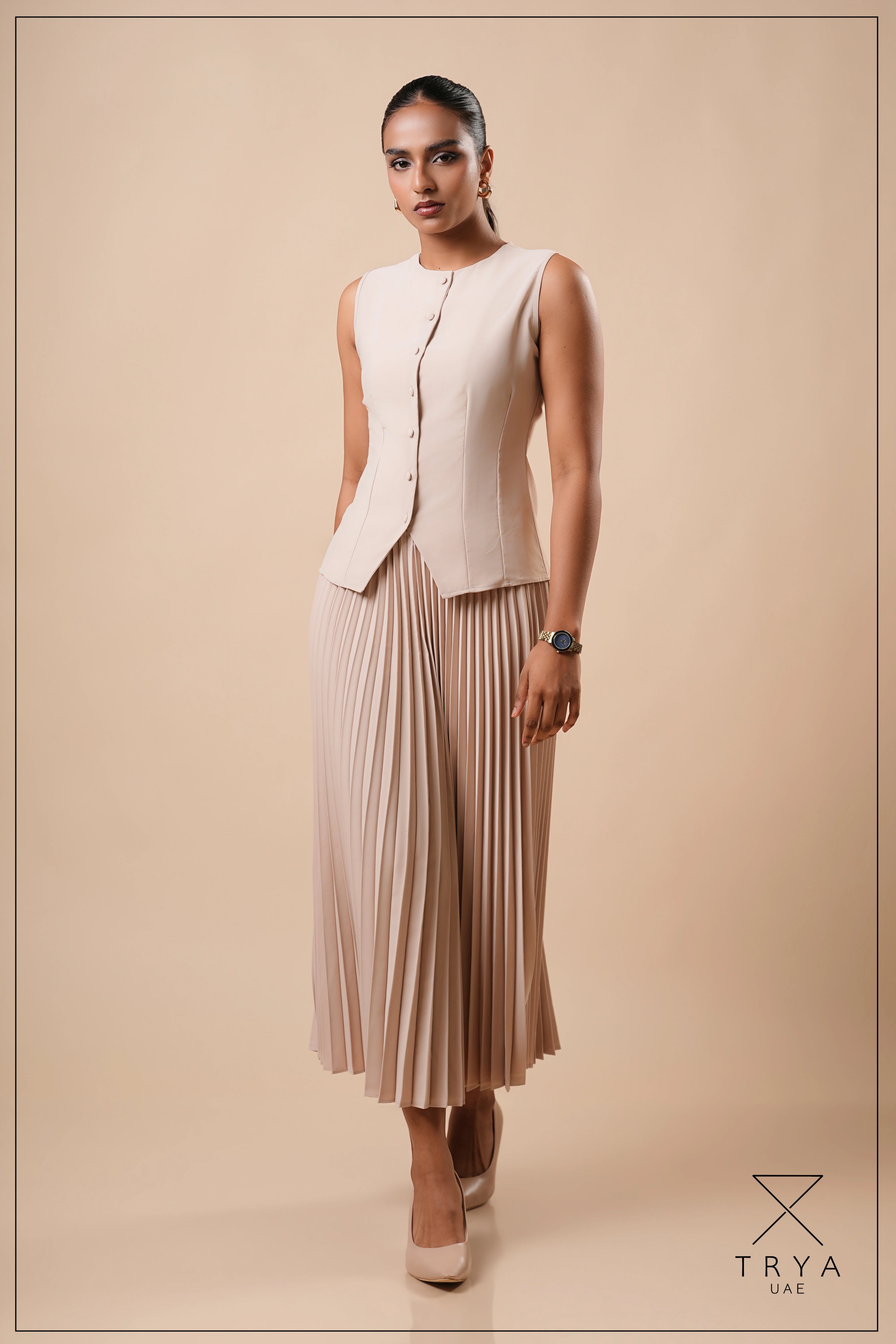 SUNRAY PLEATED MIDI SKIRT - 1774