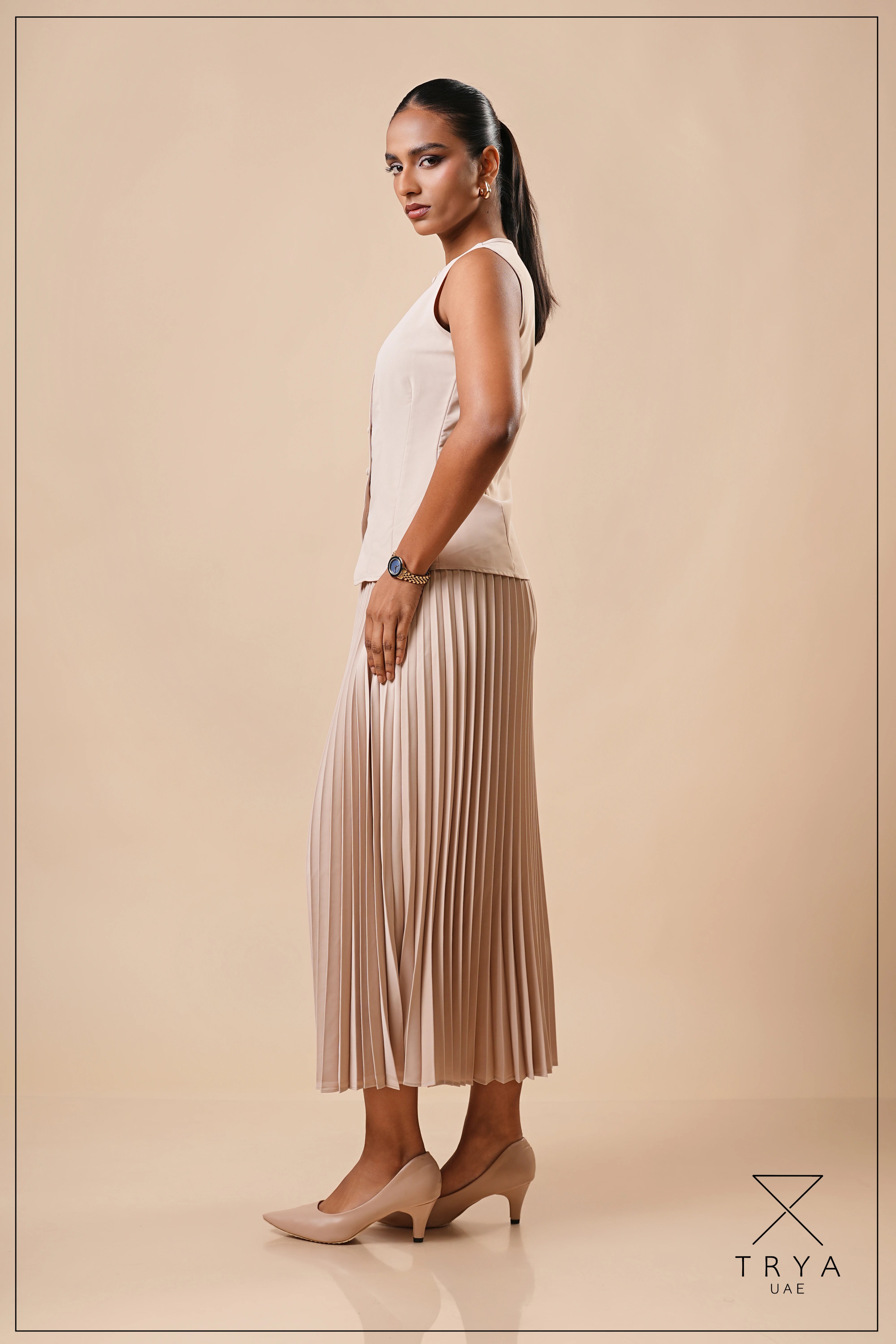 SUNRAY PLEATED MIDI SKIRT - 1774