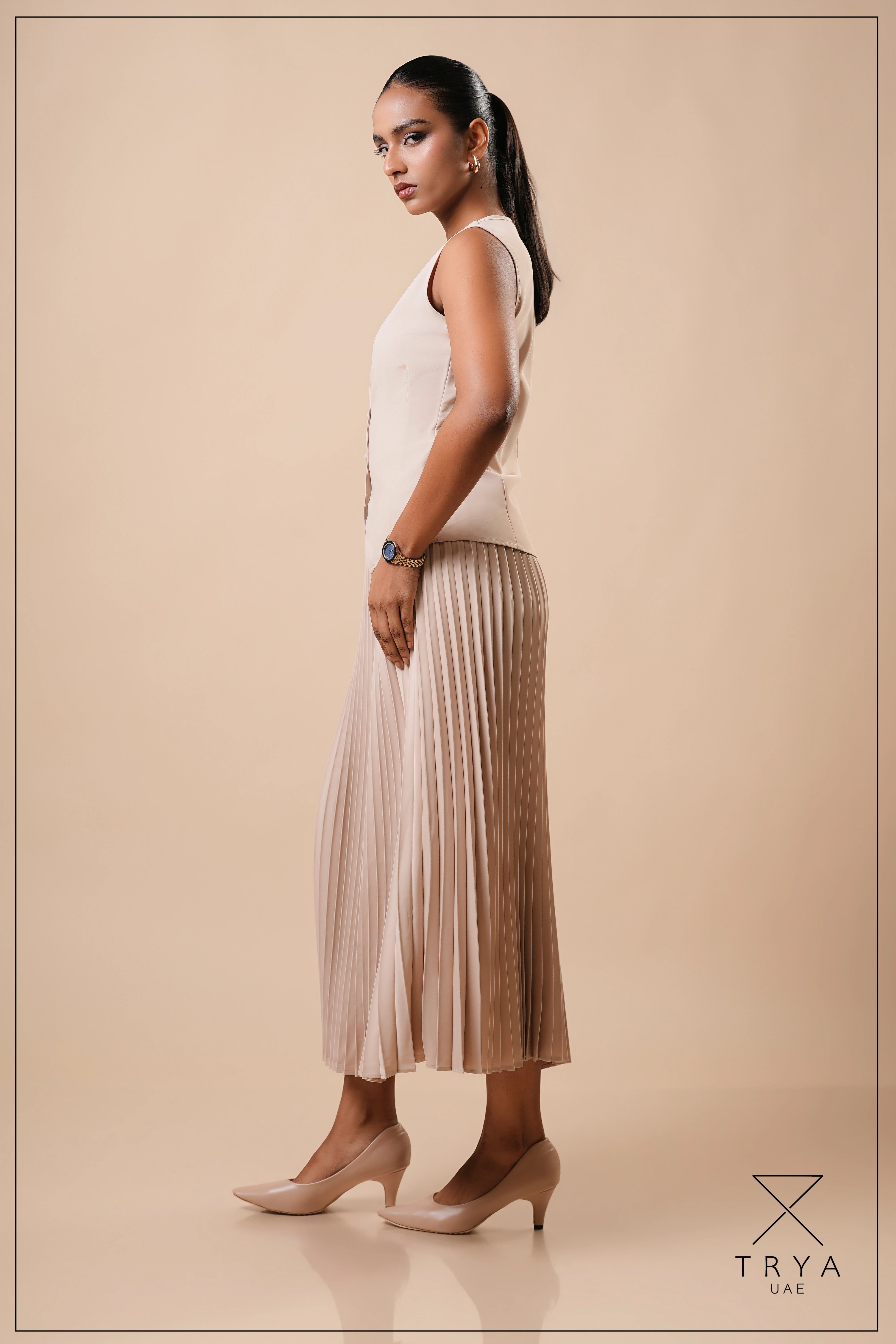 SUNRAY PLEATED MIDI SKIRT - 1774