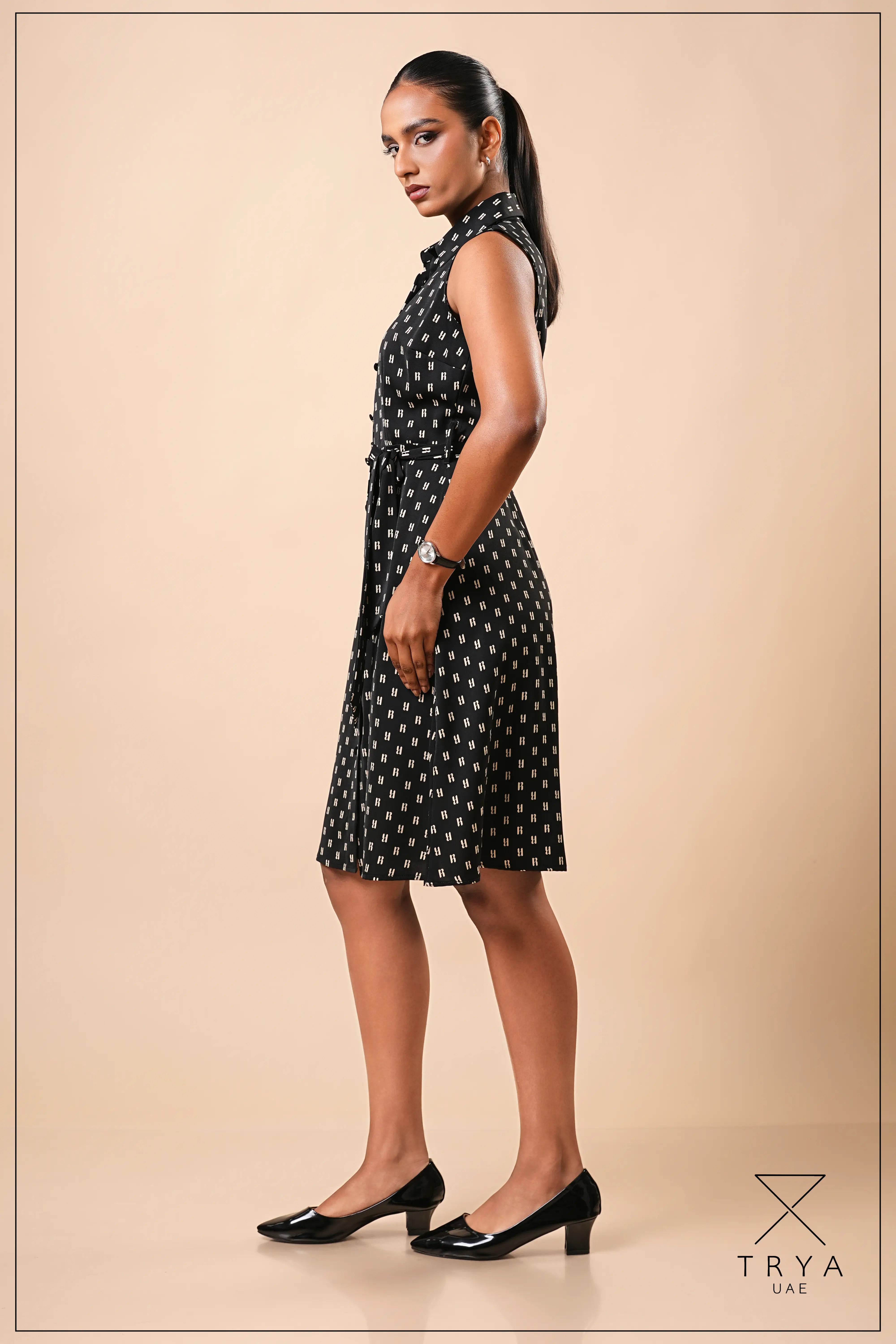 BUTTON FRONT SHIFT MIDI DRESS - 1766