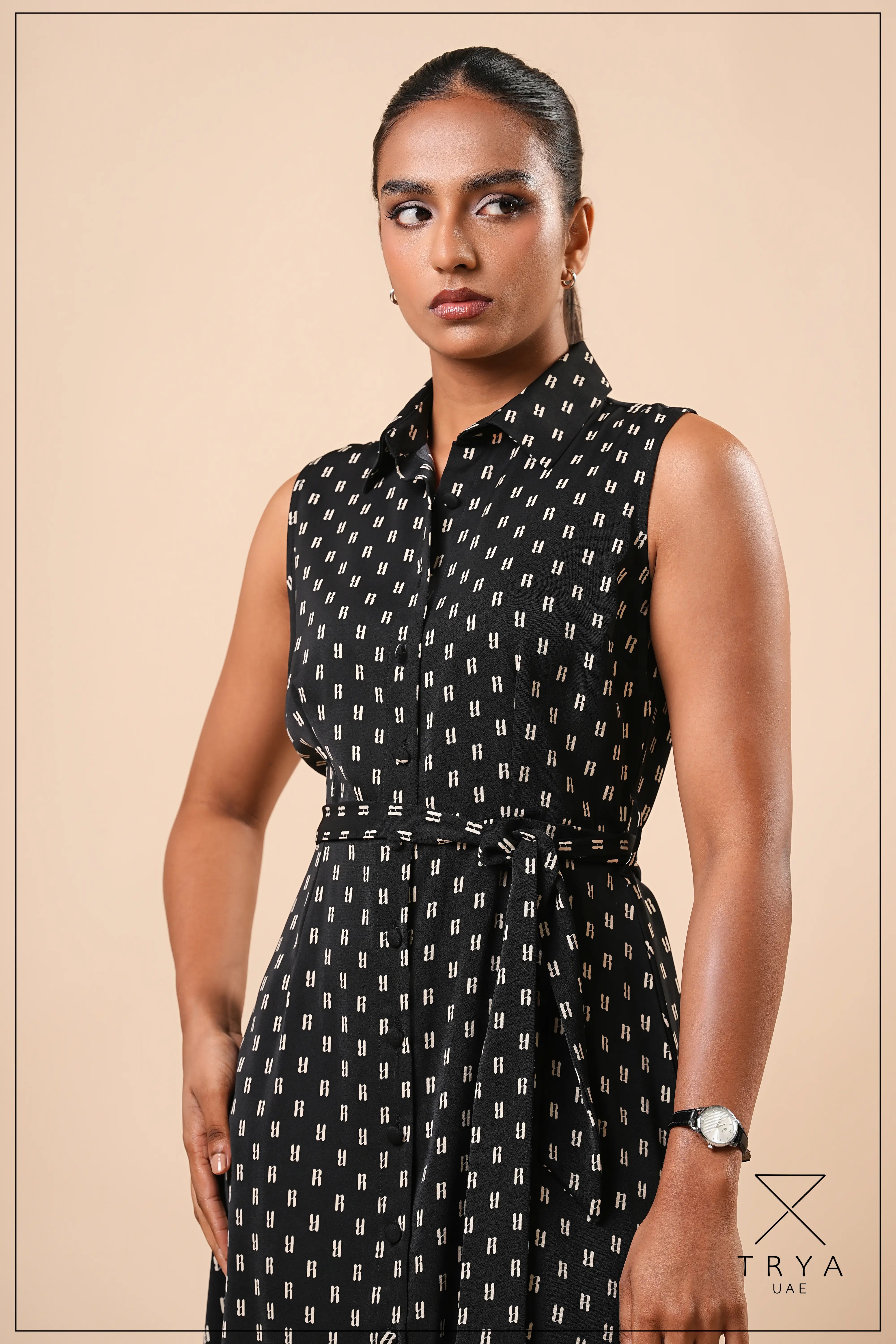 BUTTON FRONT SHIFT MIDI DRESS - 1766