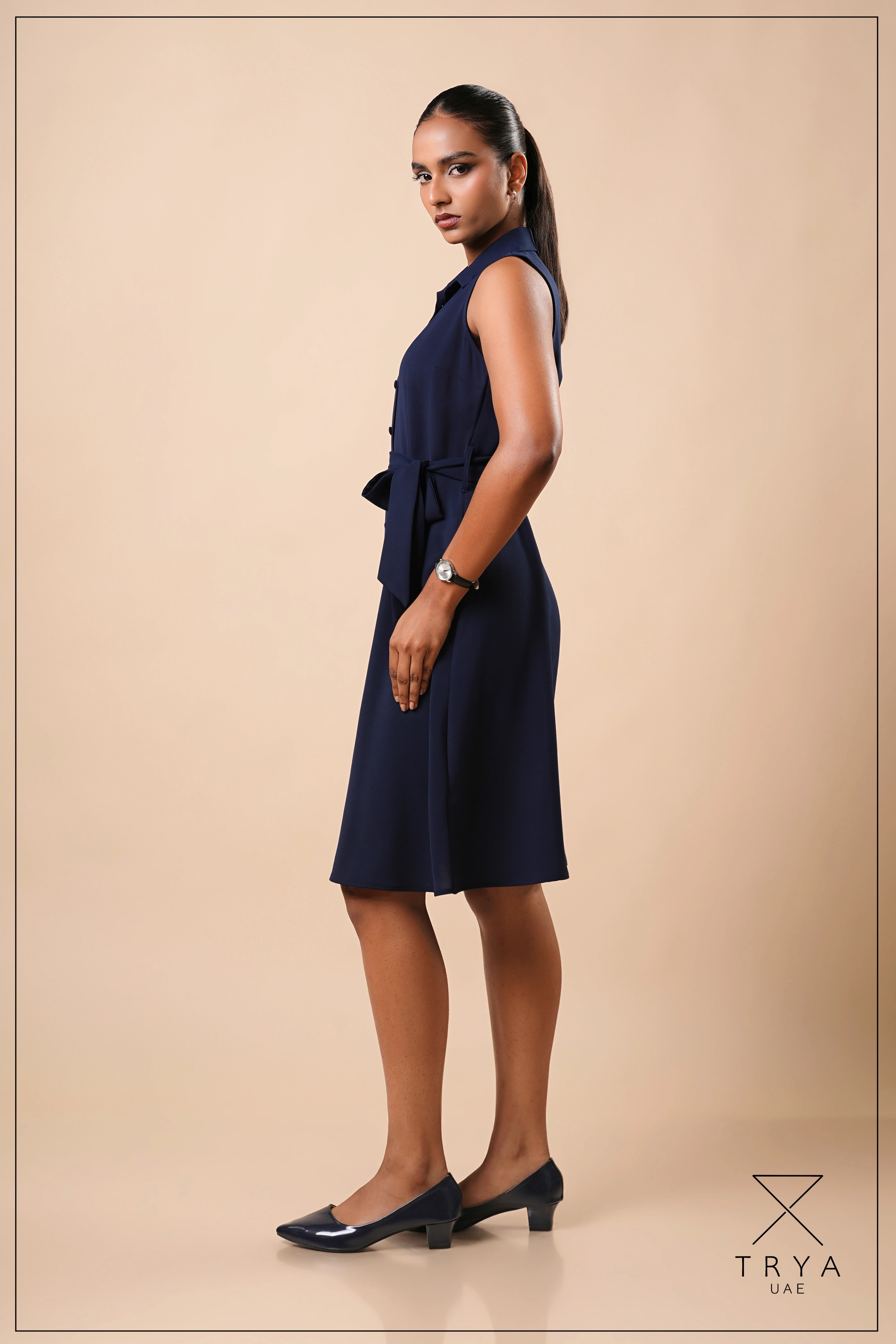 BUTTON FRONT SHIFT MIDI DRESS - 1766