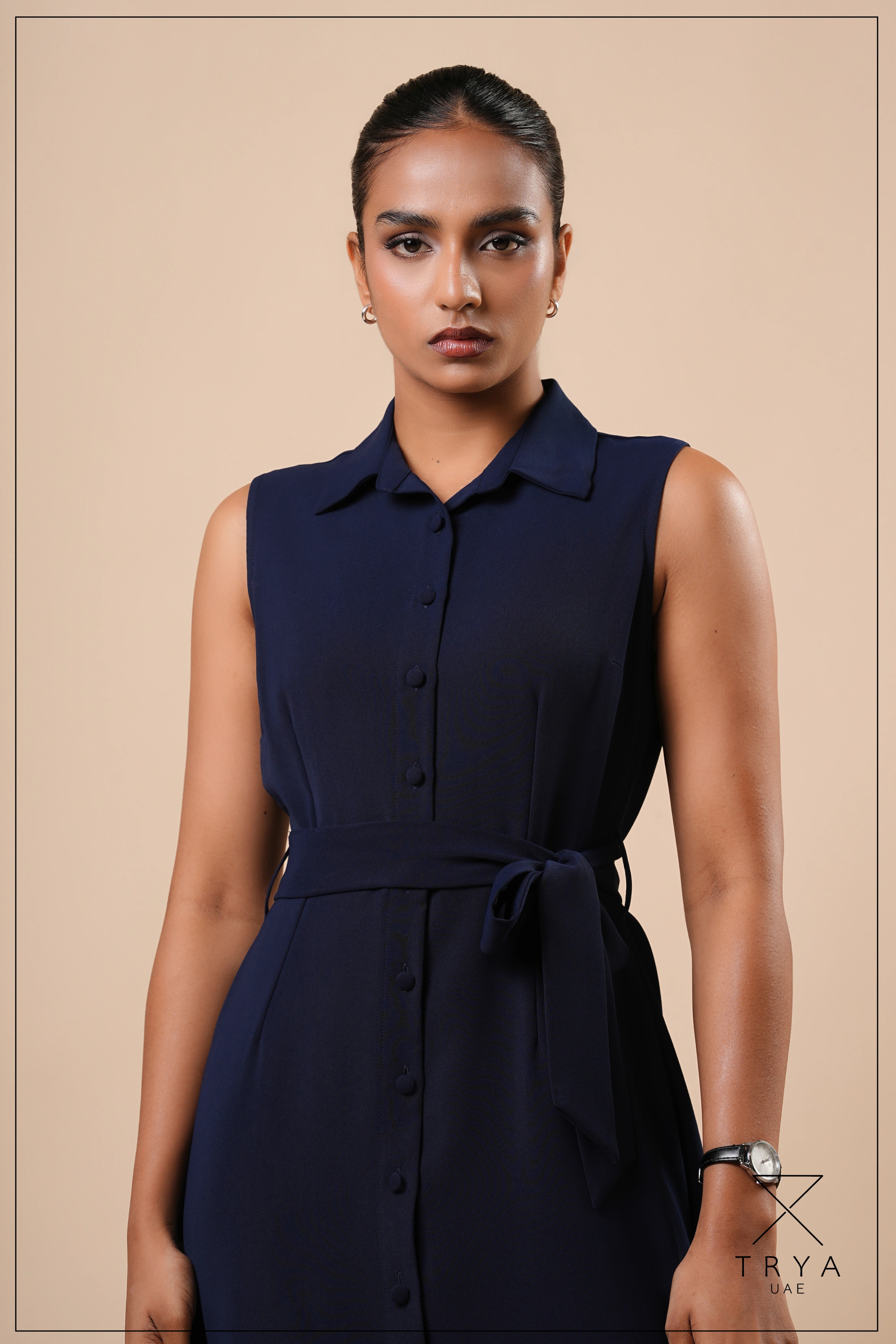 BUTTON FRONT SHIFT MIDI DRESS - 1766