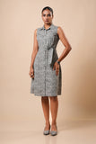BUTTON FRONT SHIFT MIDI DRESS - 1766