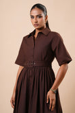 COTTON BUTTON-DOWN MIDI DRESS - 1765