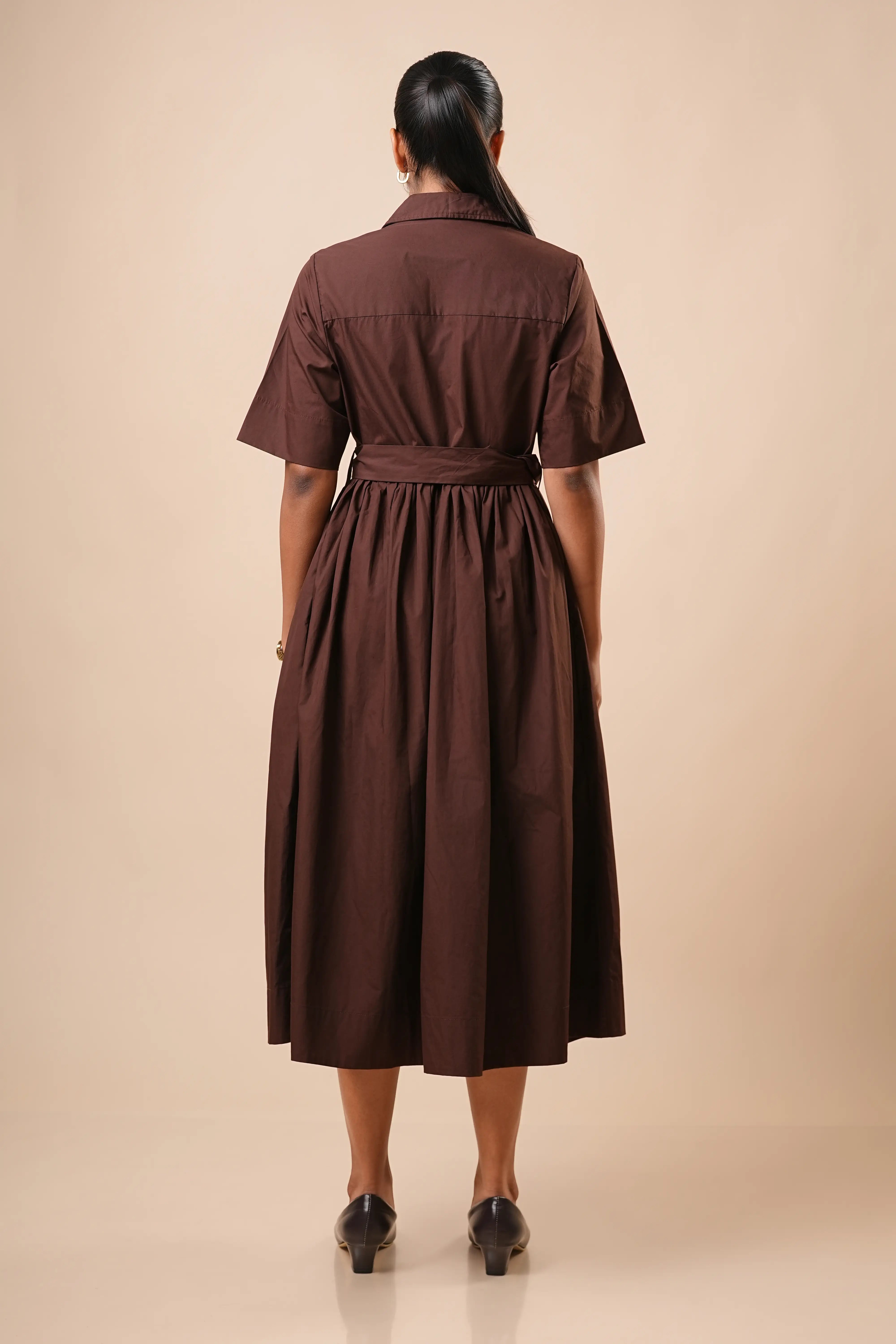 COTTON BUTTON-DOWN MIDI DRESS - 1765