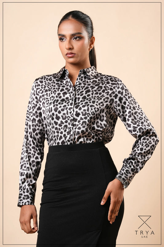 SATIN COLLAR LONG SLEEVE SHIRT- 1768