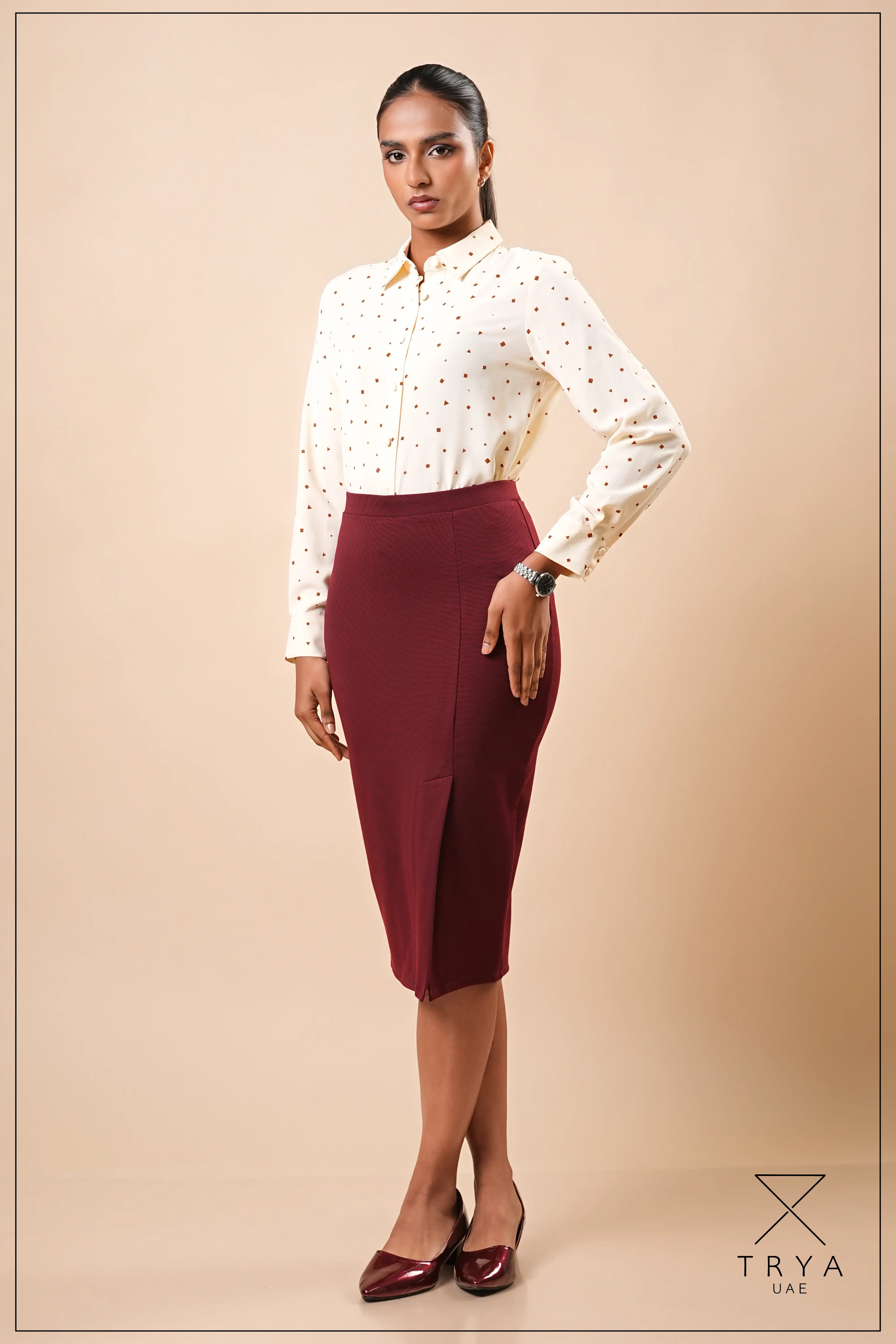 PRINTED LONG SLEEVE COLLAR SHIRT - 1769