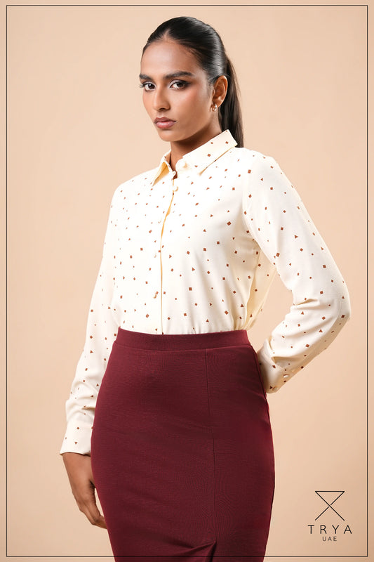 PRINTED LONG SLEEVE COLLAR SHIRT - 1769